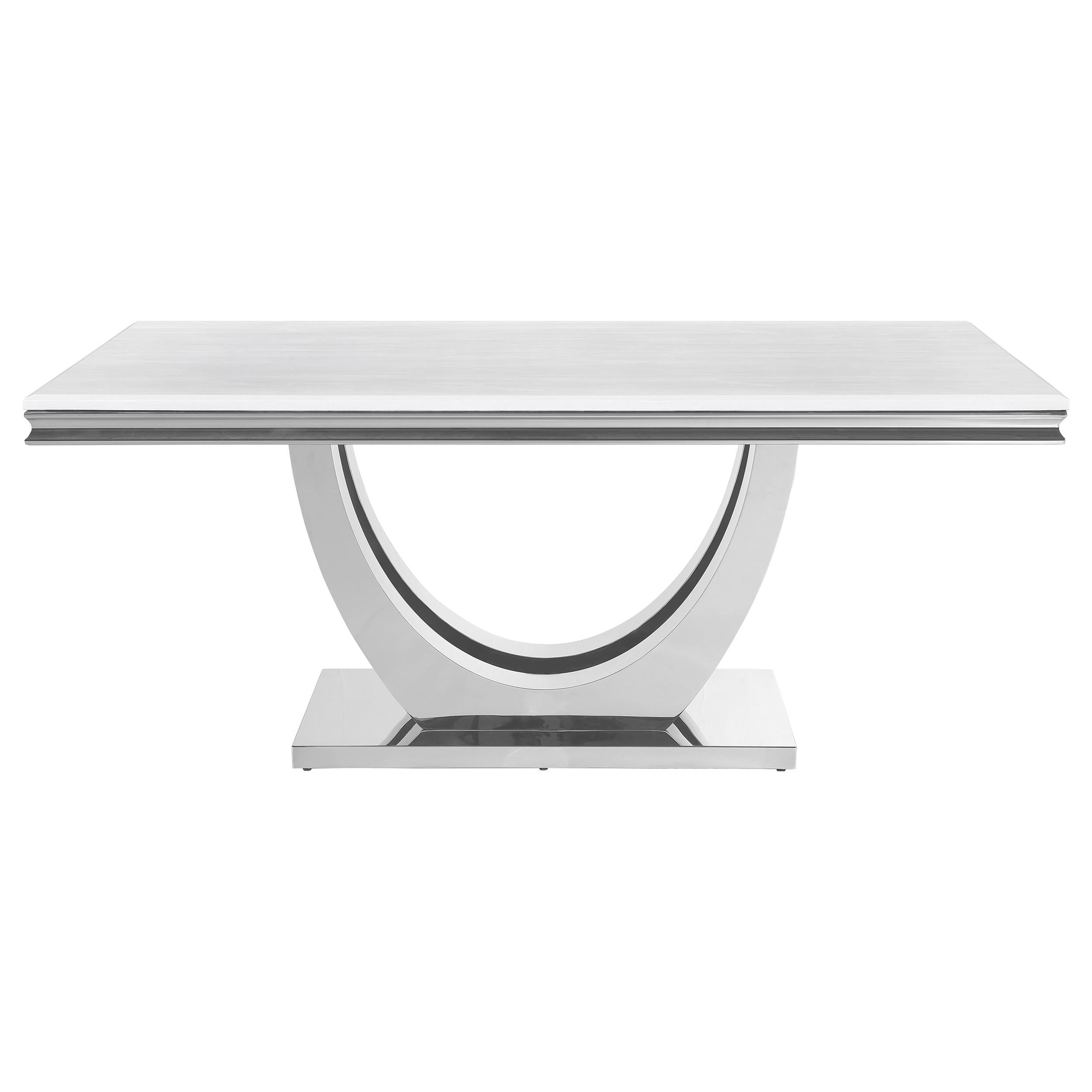 Coaster Furniture Kerwin 111101 Rectangular 71-inch Stone Top Dining Table - White IMAGE 2