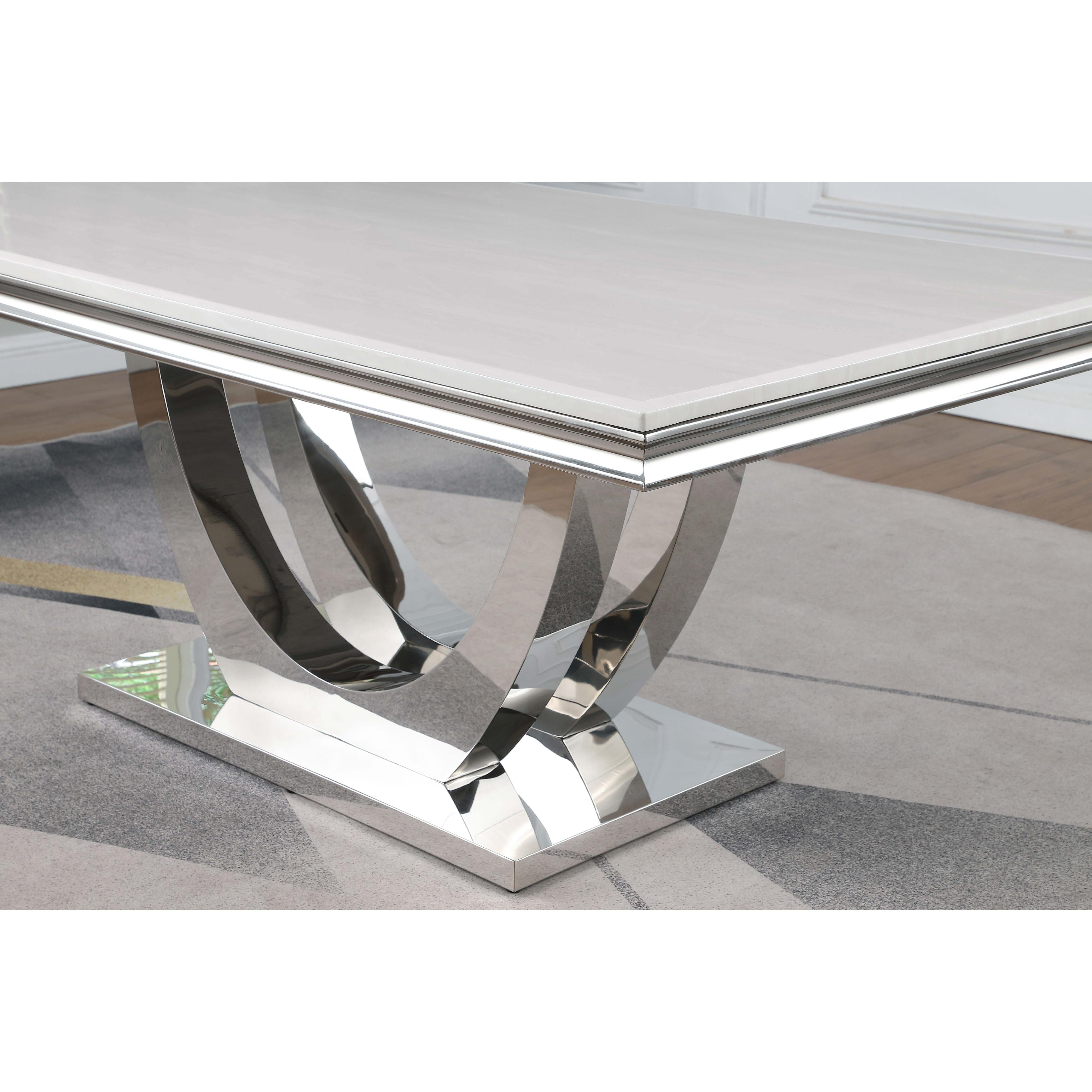  Coaster Furniture Kerwin 111101 Rectangular 71-inch Stone Top Dining Table - White IMAGE 7