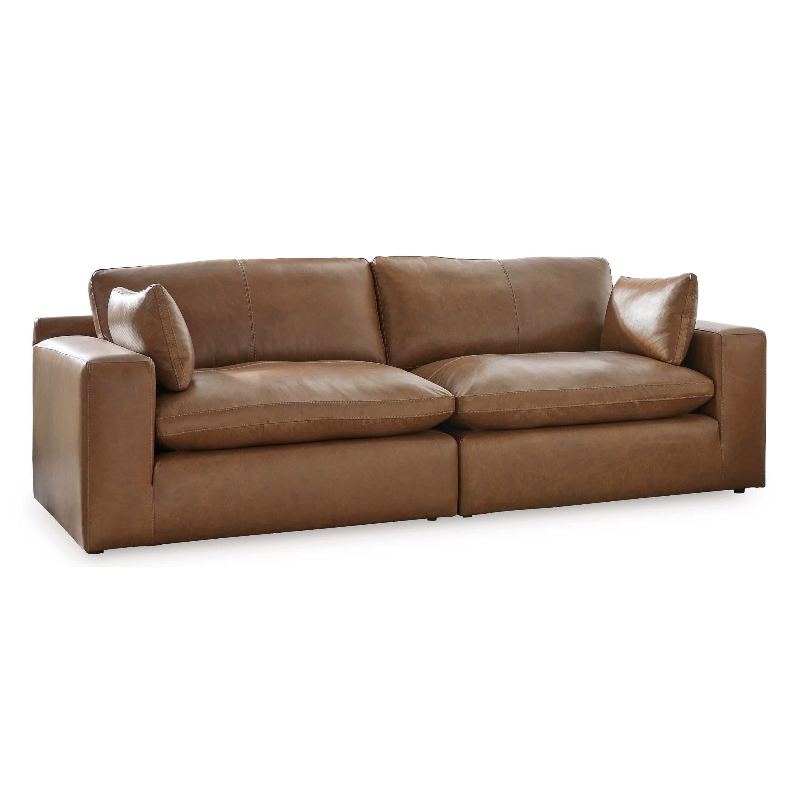  Manufacturer Color_Caramel --  Signature Design by Ashley Emilia Stationary Leather Match Loveseat IMAGE 1