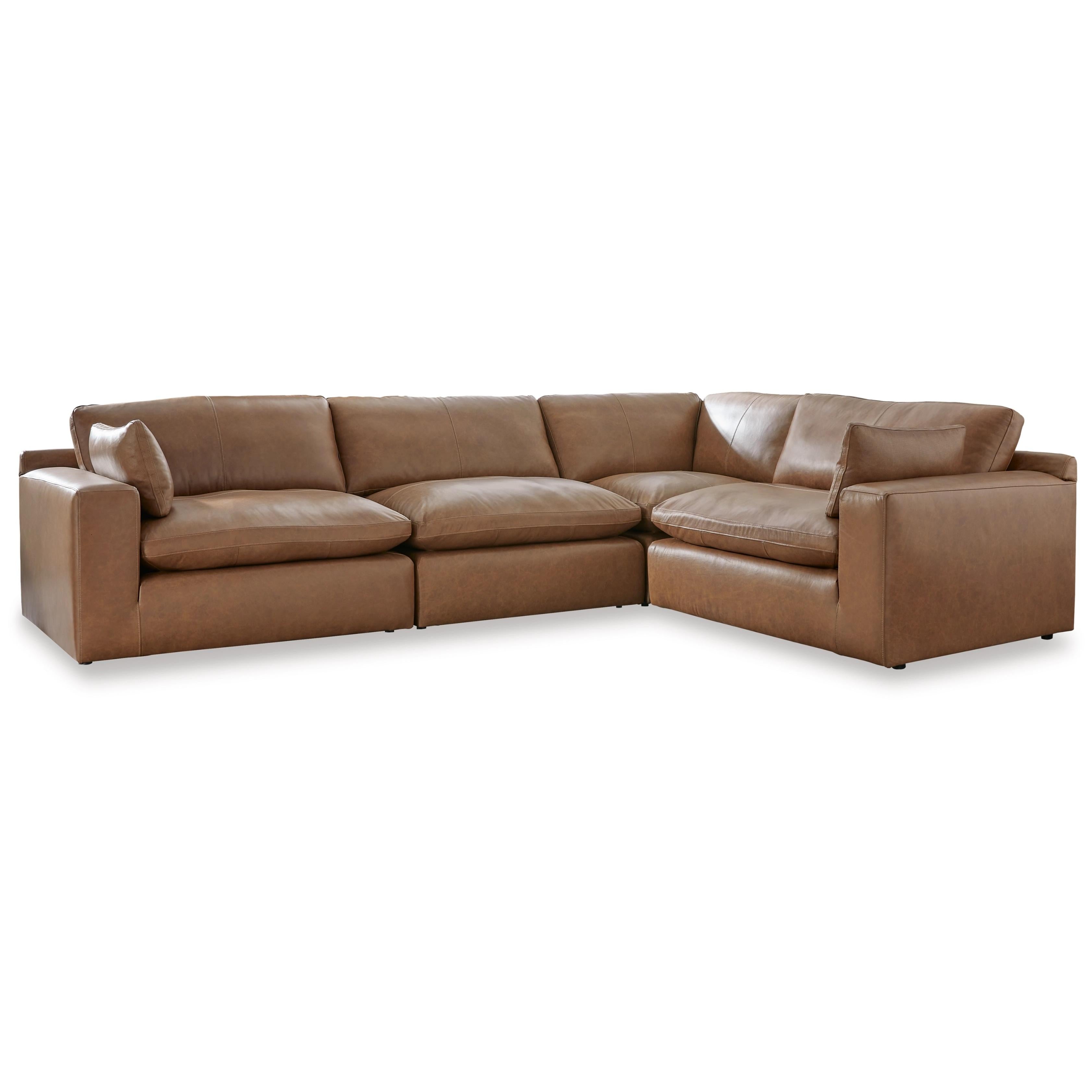  Manufacturer Color_Caramel --  Signature Design by Ashley Emilia Leather Match 4 pc Sectional IMAGE 1
