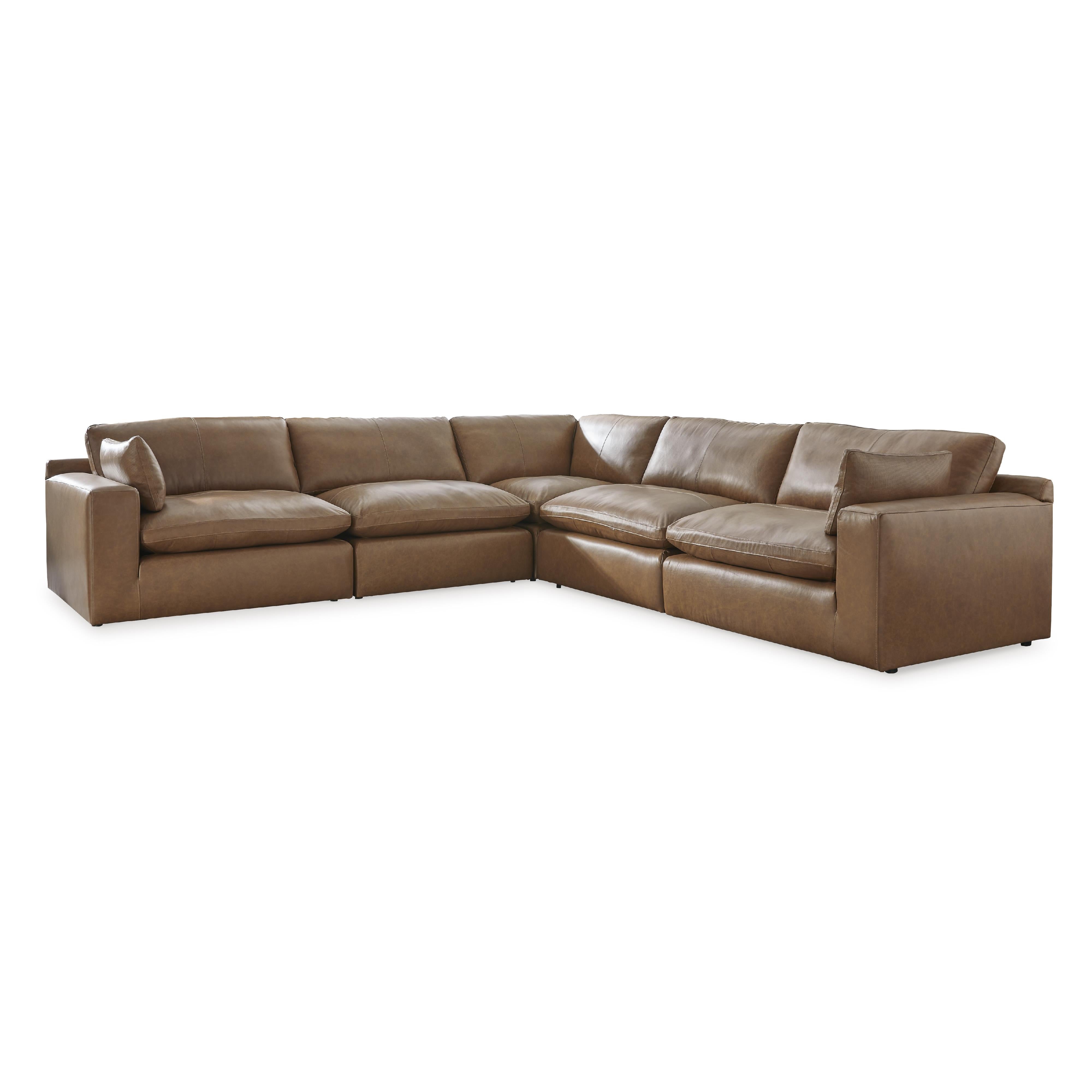  Manufacturer Color_Caramel --  Signature Design by Ashley Emilia Leather Match 5 pc Sectional IMAGE 1