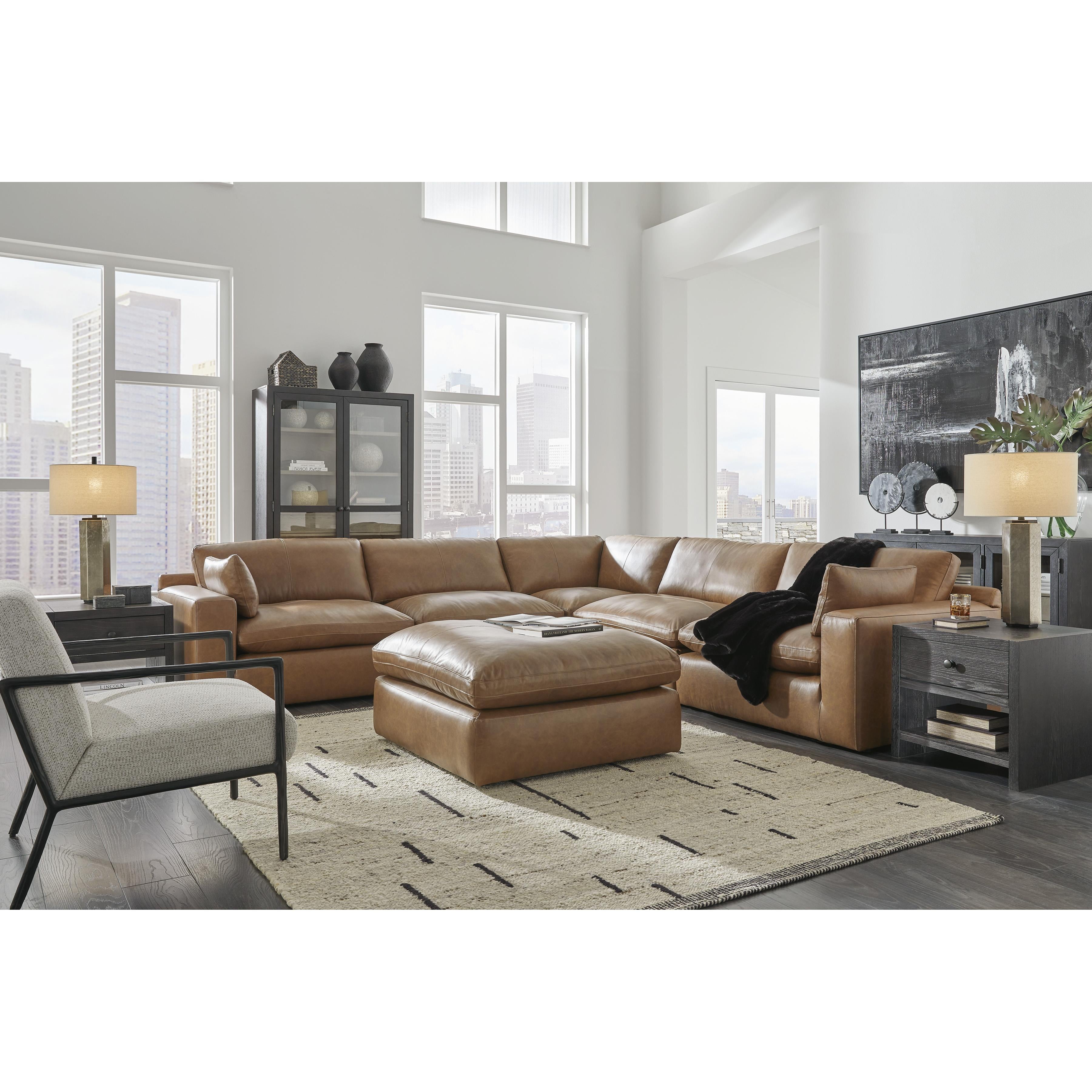  Manufacturer Color_Caramel --  Signature Design by Ashley Emilia Leather Match 5 pc Sectional IMAGE 5