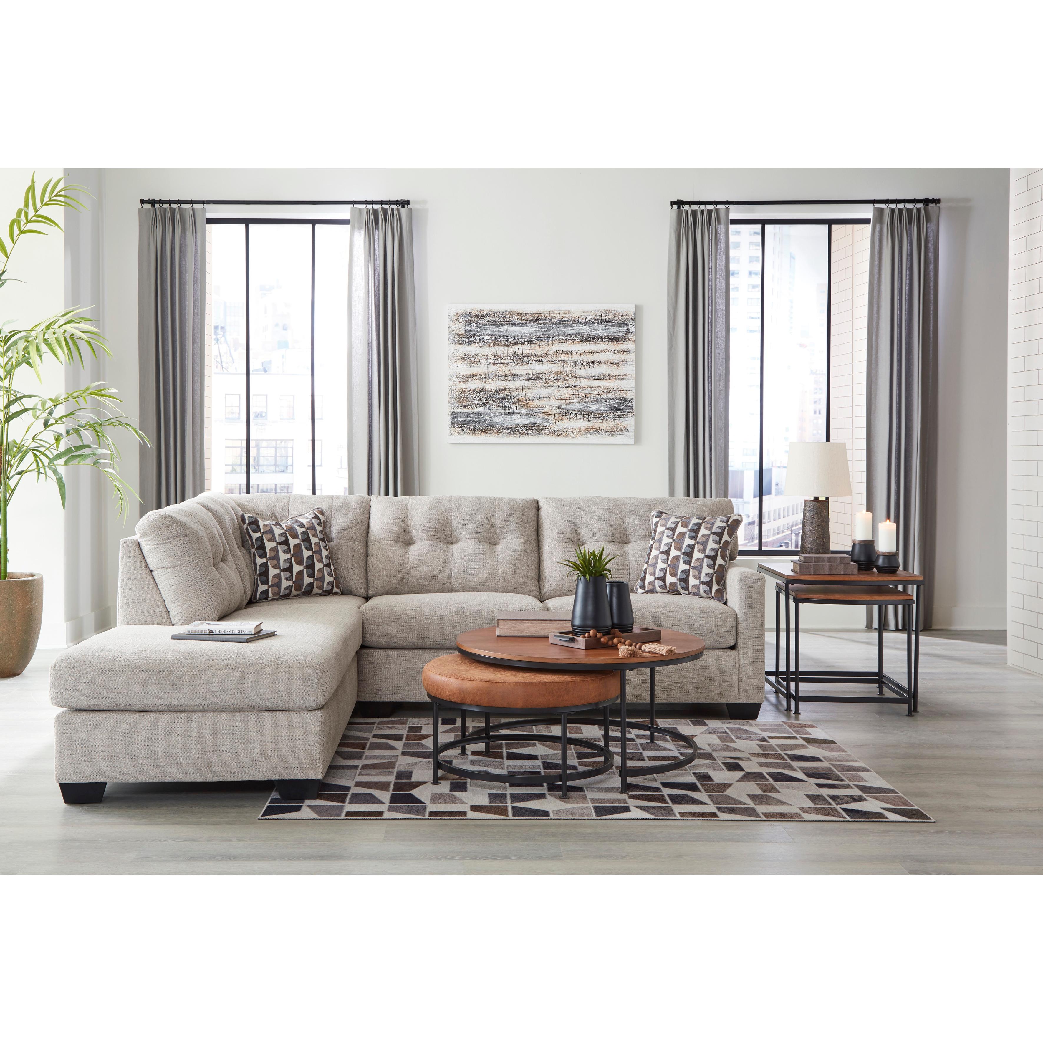  Manufacturer Color_Pebble --  Signature Design by Ashley Mahoney Fabric 2 pc Sectional IMAGE 3