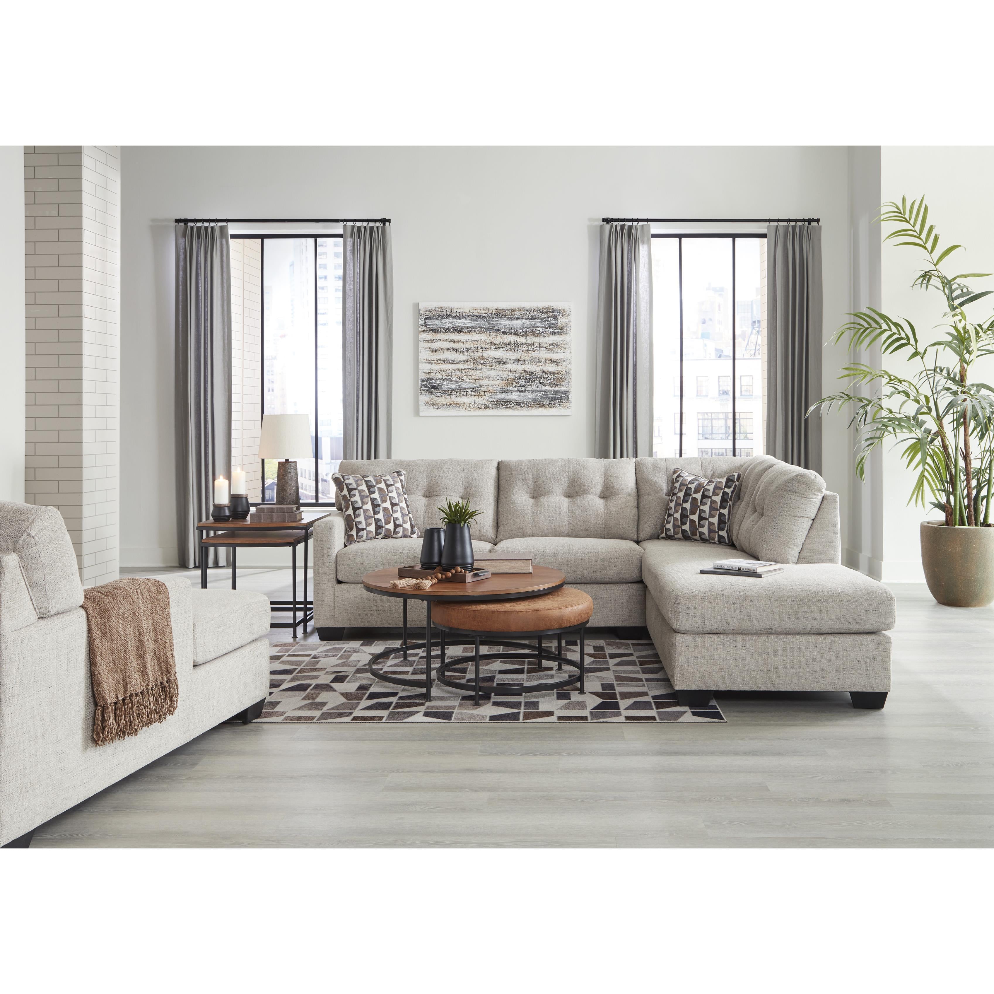  Manufacturer Color_Pebble --  Signature Design by Ashley Mahoney Fabric 2 pc Sectional IMAGE 4