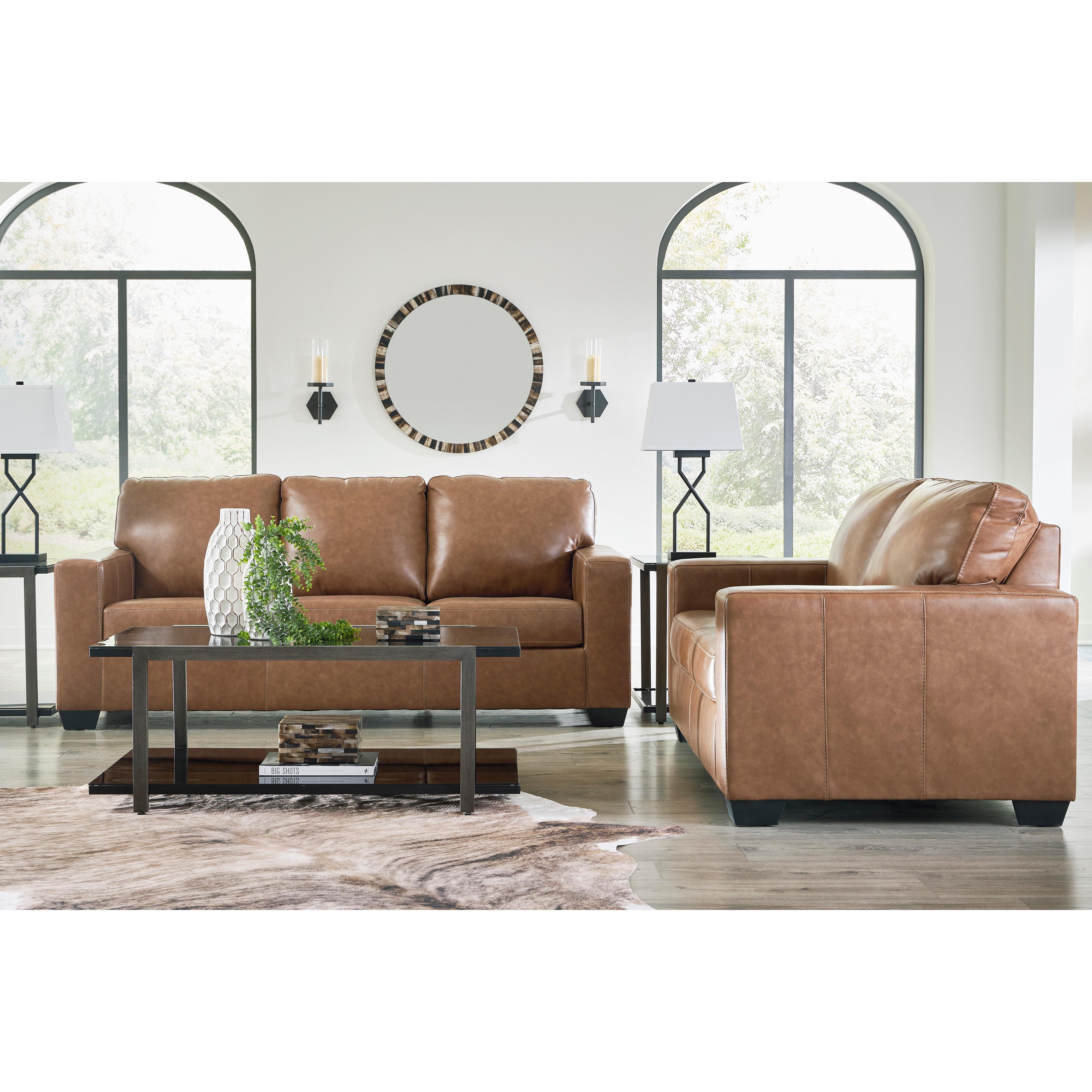  Manufacturer Color_Caramel --  Signature Design by Ashley Bolsena Stationary Leather Match Loveseat IMAGE 7