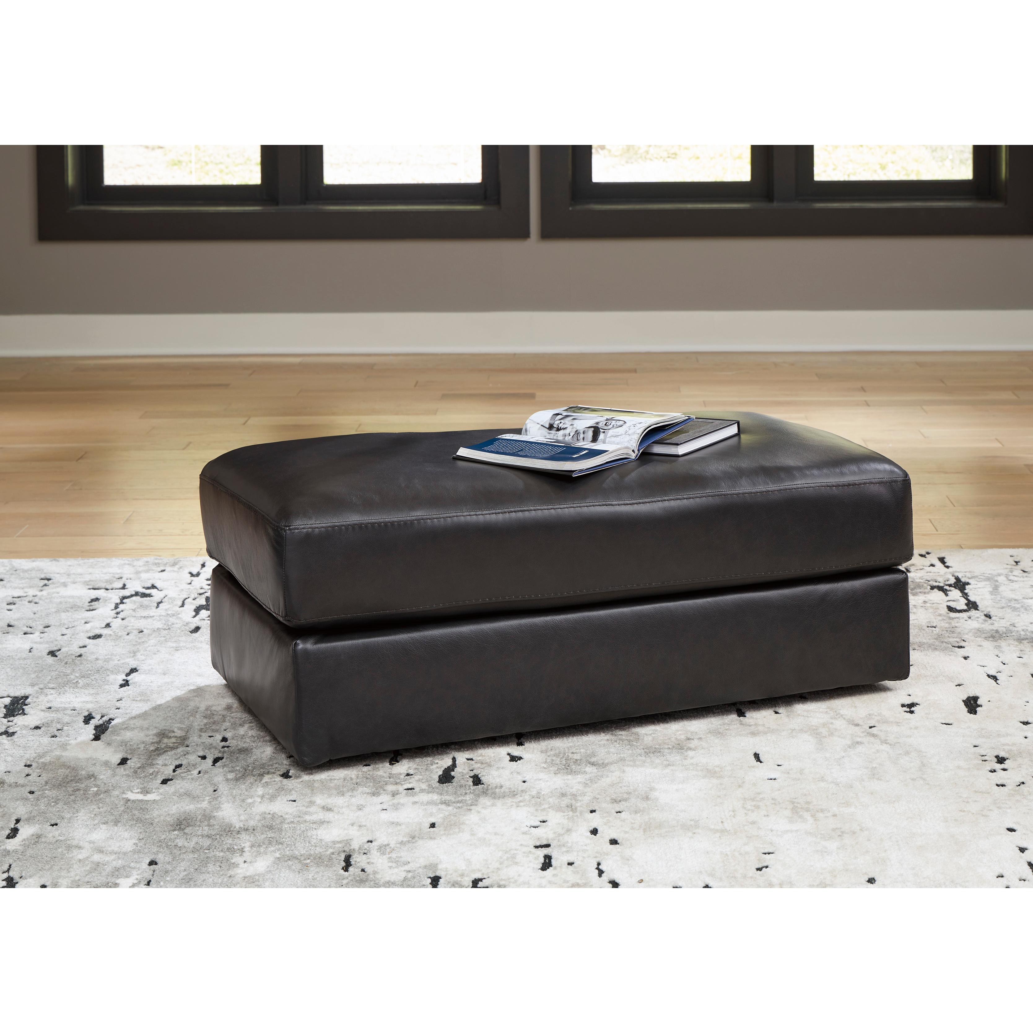  Manufacturer Color_Onyx --  Signature Design by Ashley Amiata Leather Match Ottoman IMAGE 4