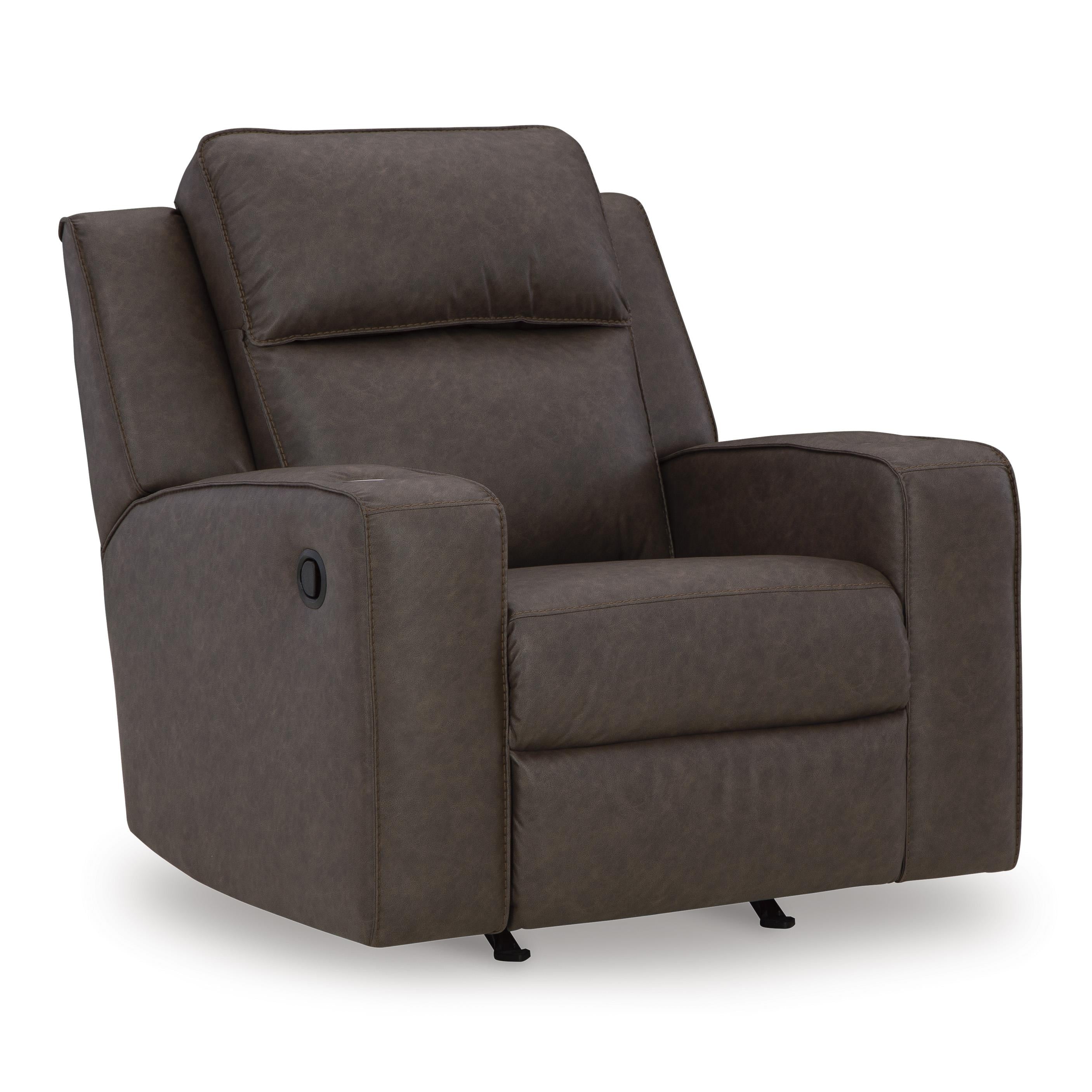  Manufacturer Color_Umber --  Signature Design by Ashley Lavenhorne Rocker Leather Look Recliner IMAGE 1