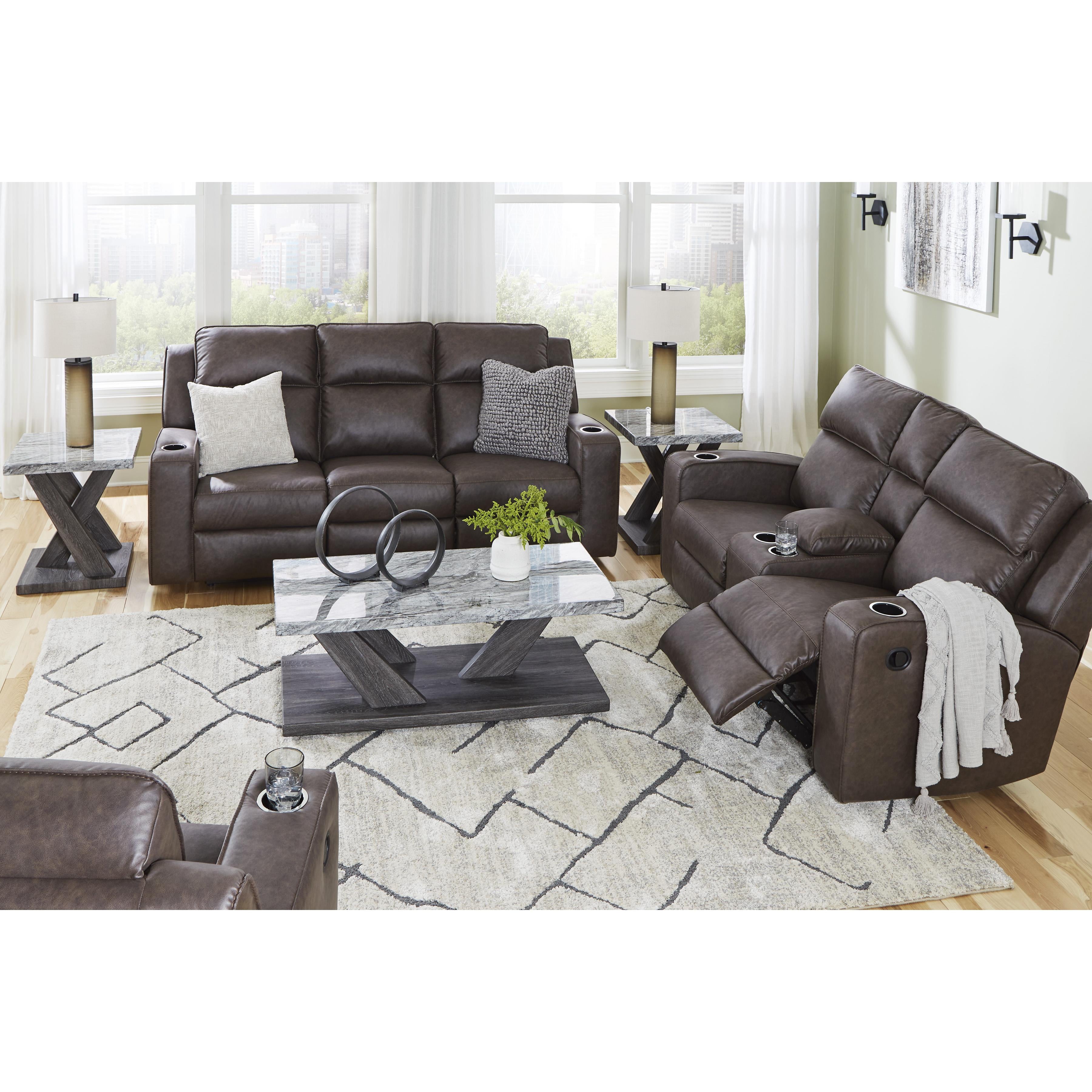  Manufacturer Color_Umber --  Signature Design by Ashley Lavenhorne Rocker Leather Look Recliner IMAGE 10