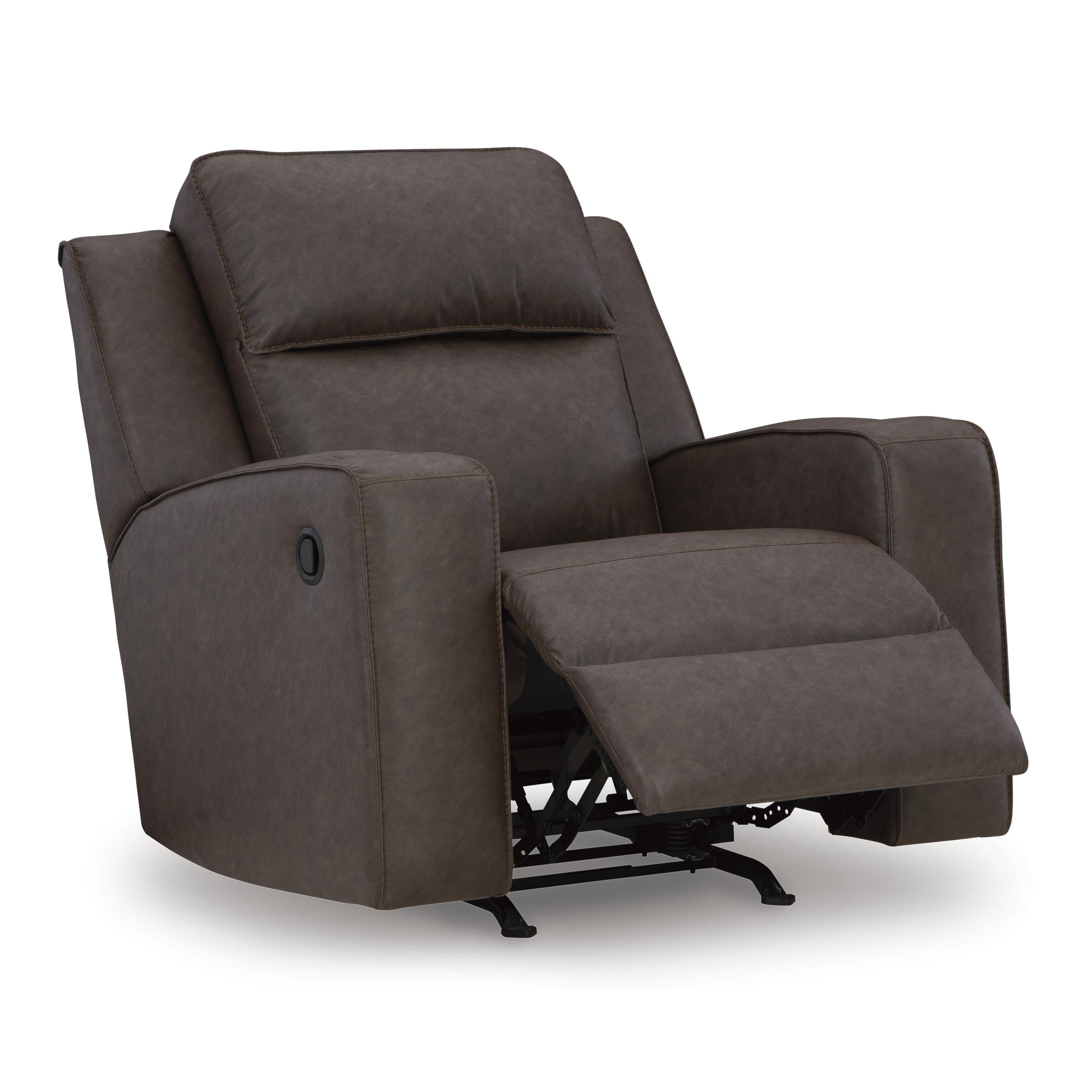  Manufacturer Color_Umber --  Signature Design by Ashley Lavenhorne Rocker Leather Look Recliner IMAGE 2