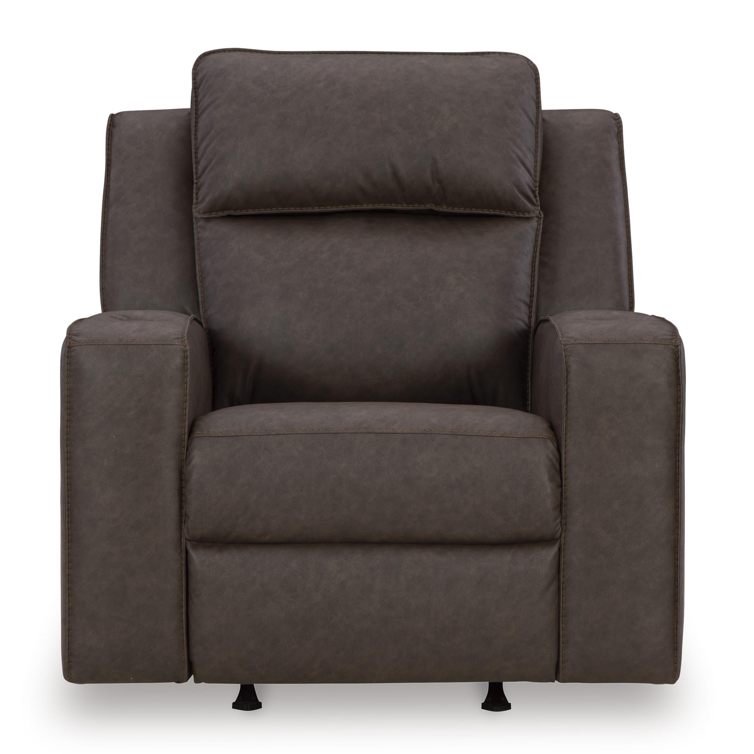  Manufacturer Color_Umber --  Signature Design by Ashley Lavenhorne Rocker Leather Look Recliner IMAGE 3