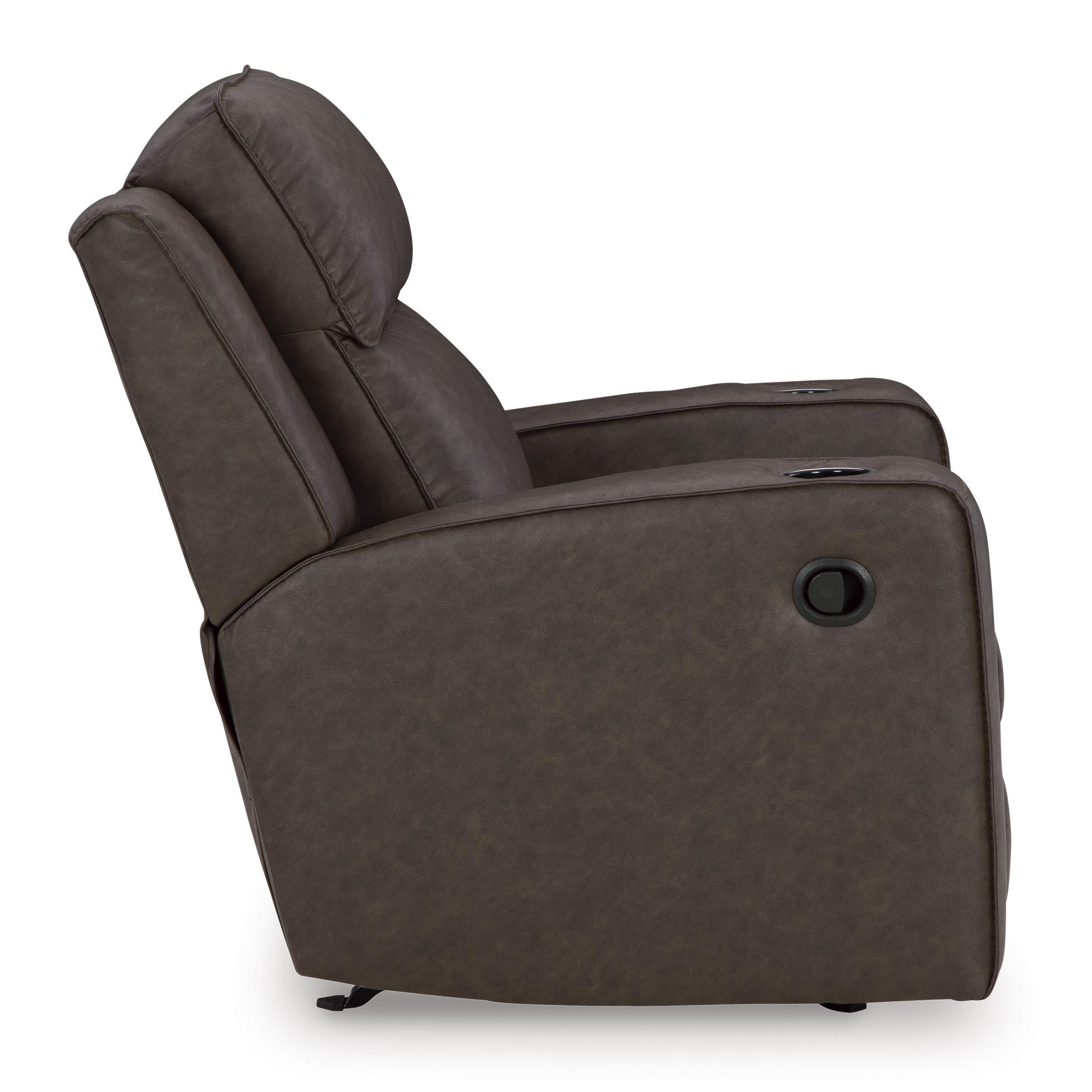  Manufacturer Color_Umber --  Signature Design by Ashley Lavenhorne Rocker Leather Look Recliner IMAGE 4