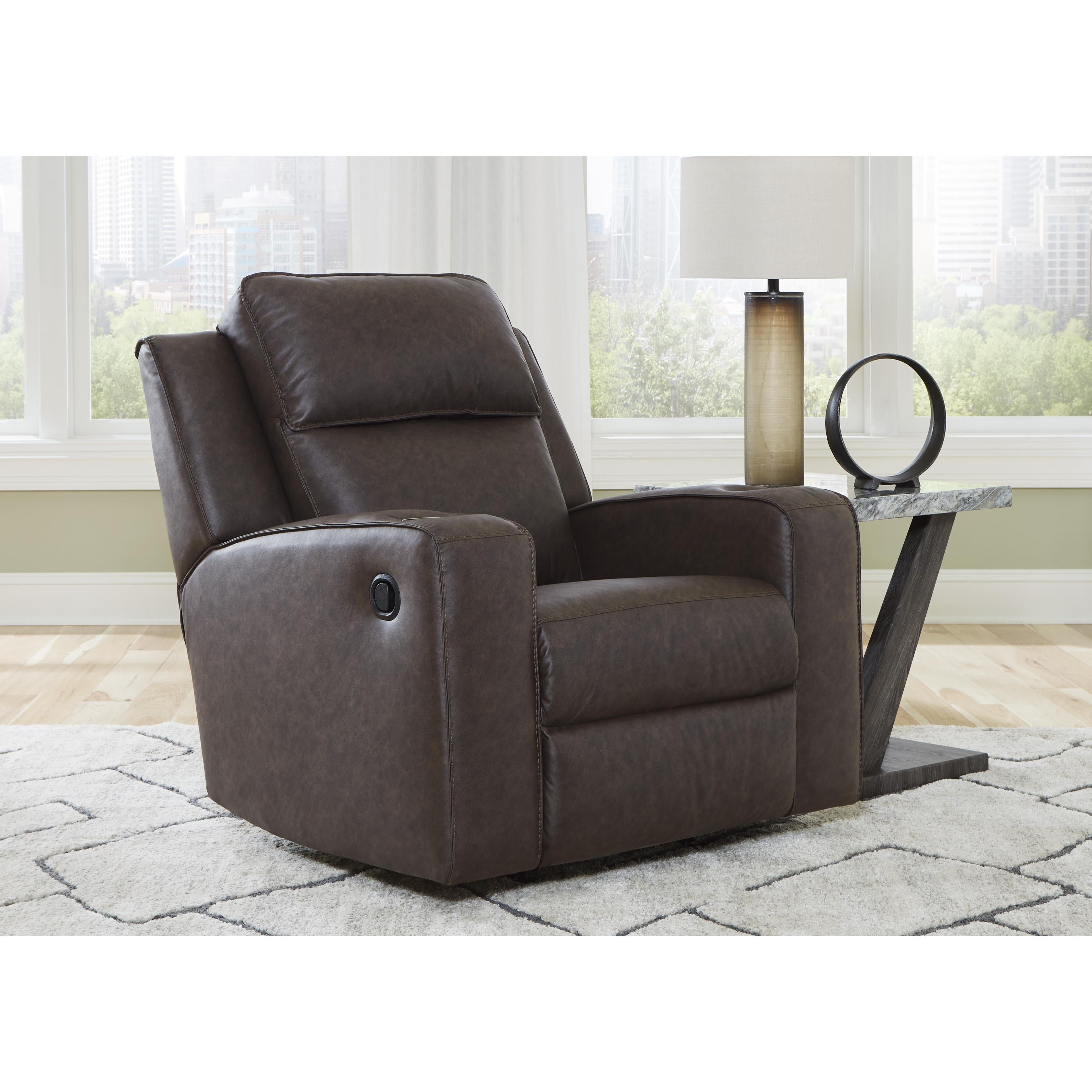 Manufacturer Color_Umber --  Signature Design by Ashley Lavenhorne Rocker Leather Look Recliner IMAGE 7