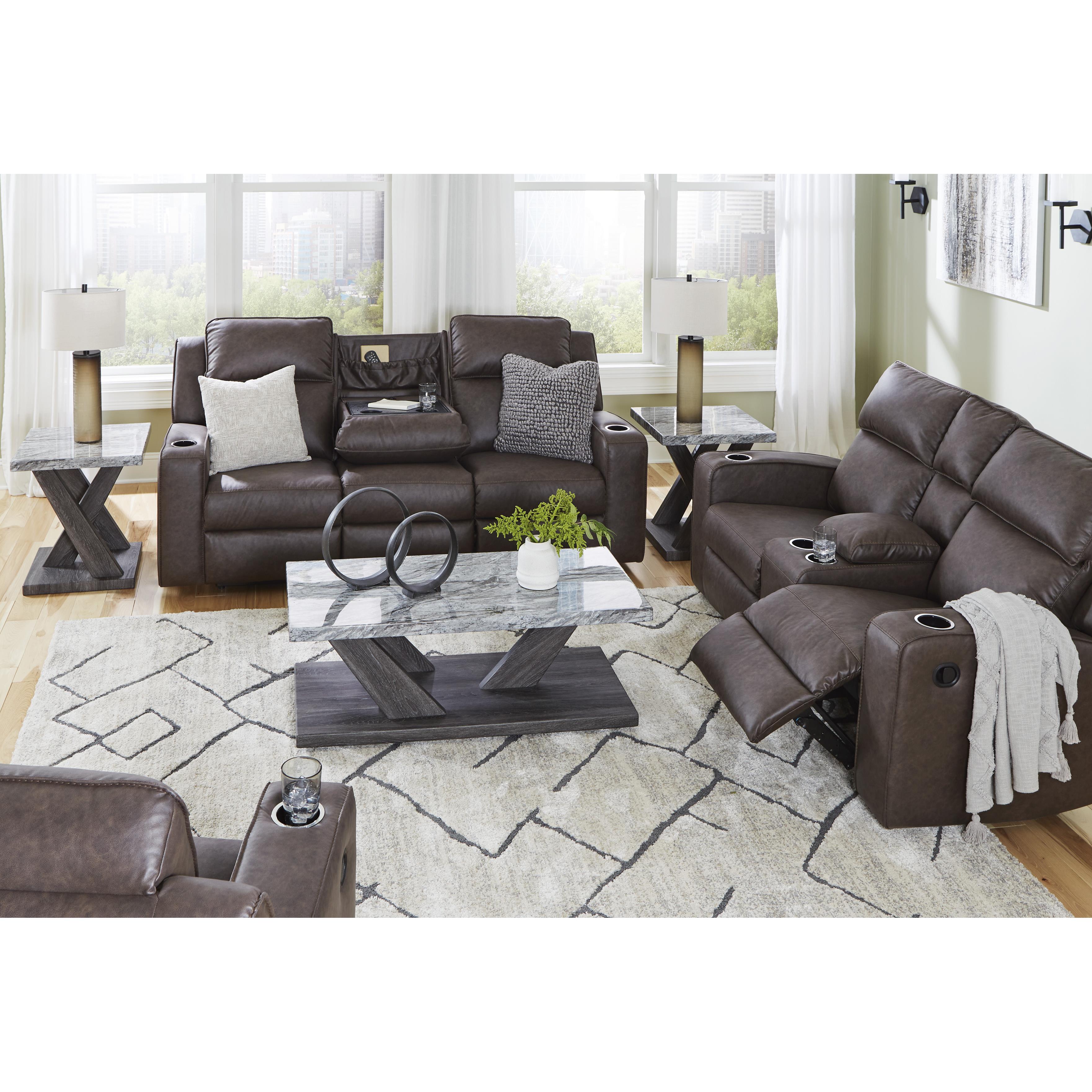  Manufacturer Color_Umber --  Signature Design by Ashley Lavenhorne Rocker Leather Look Recliner IMAGE 9
