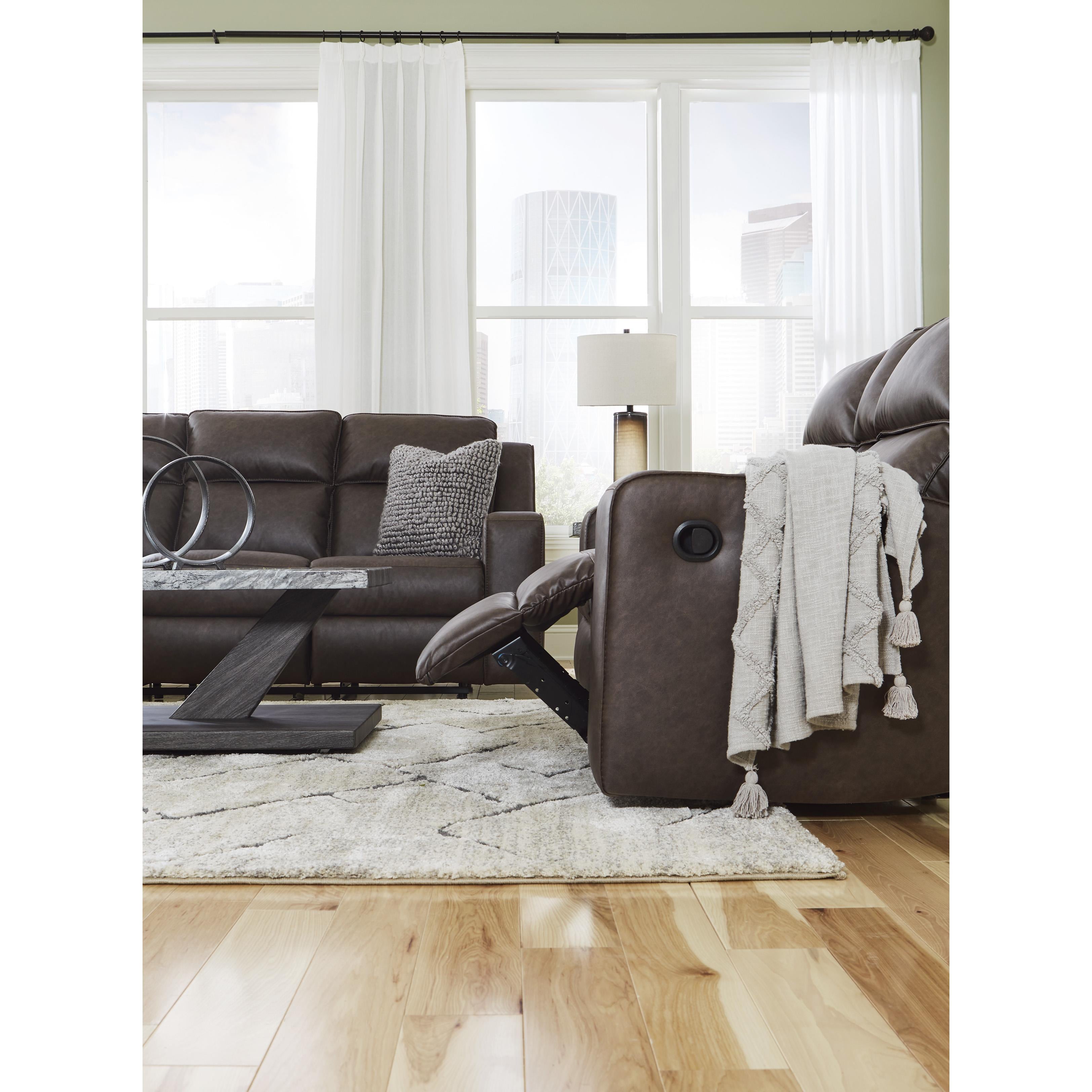  Manufacturer Color_Umber --  Signature Design by Ashley Lavenhorne Reclining Leather Look Sofa IMAGE 13