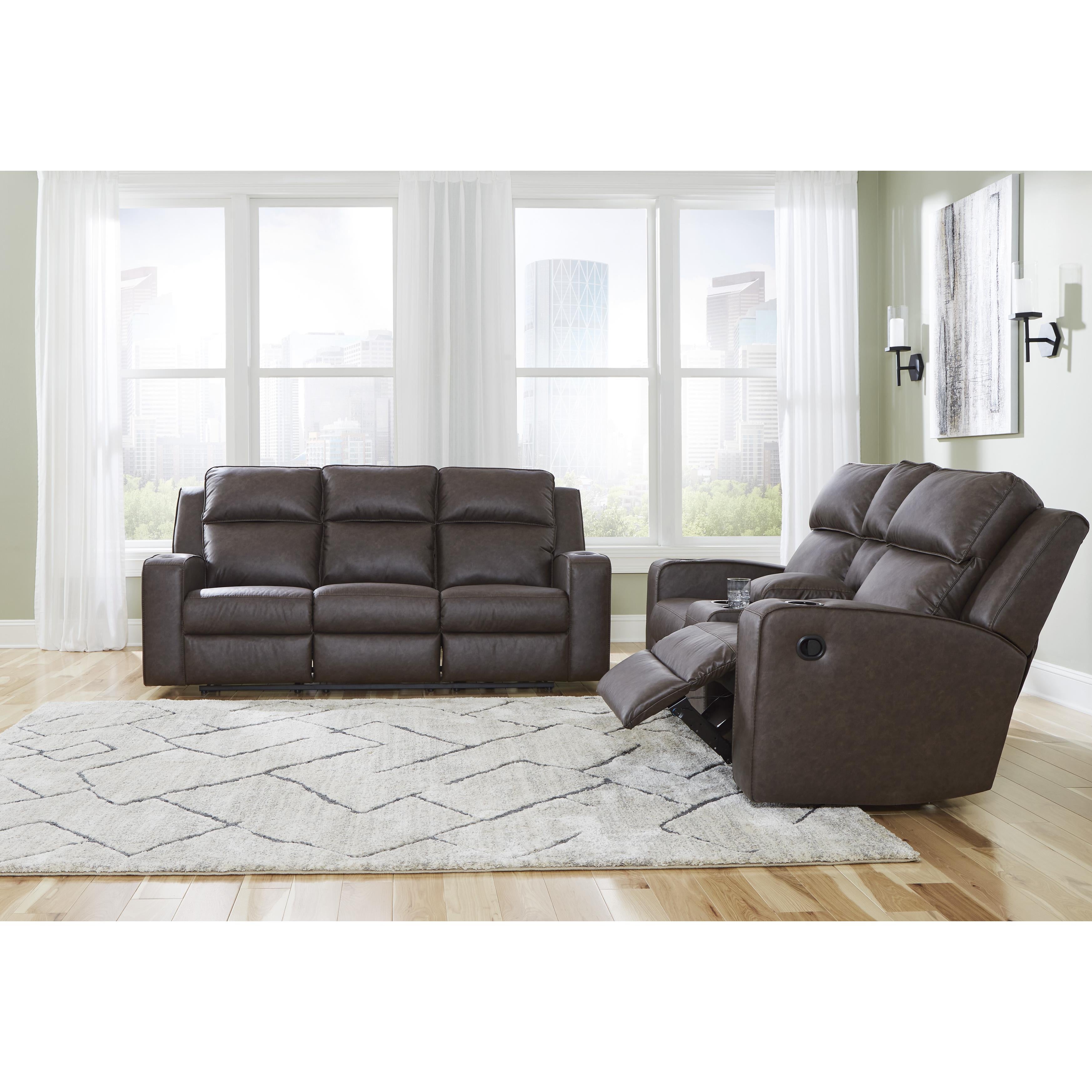  Manufacturer Color_Umber --  Signature Design by Ashley Lavenhorne Reclining Leather Look Sofa IMAGE 14