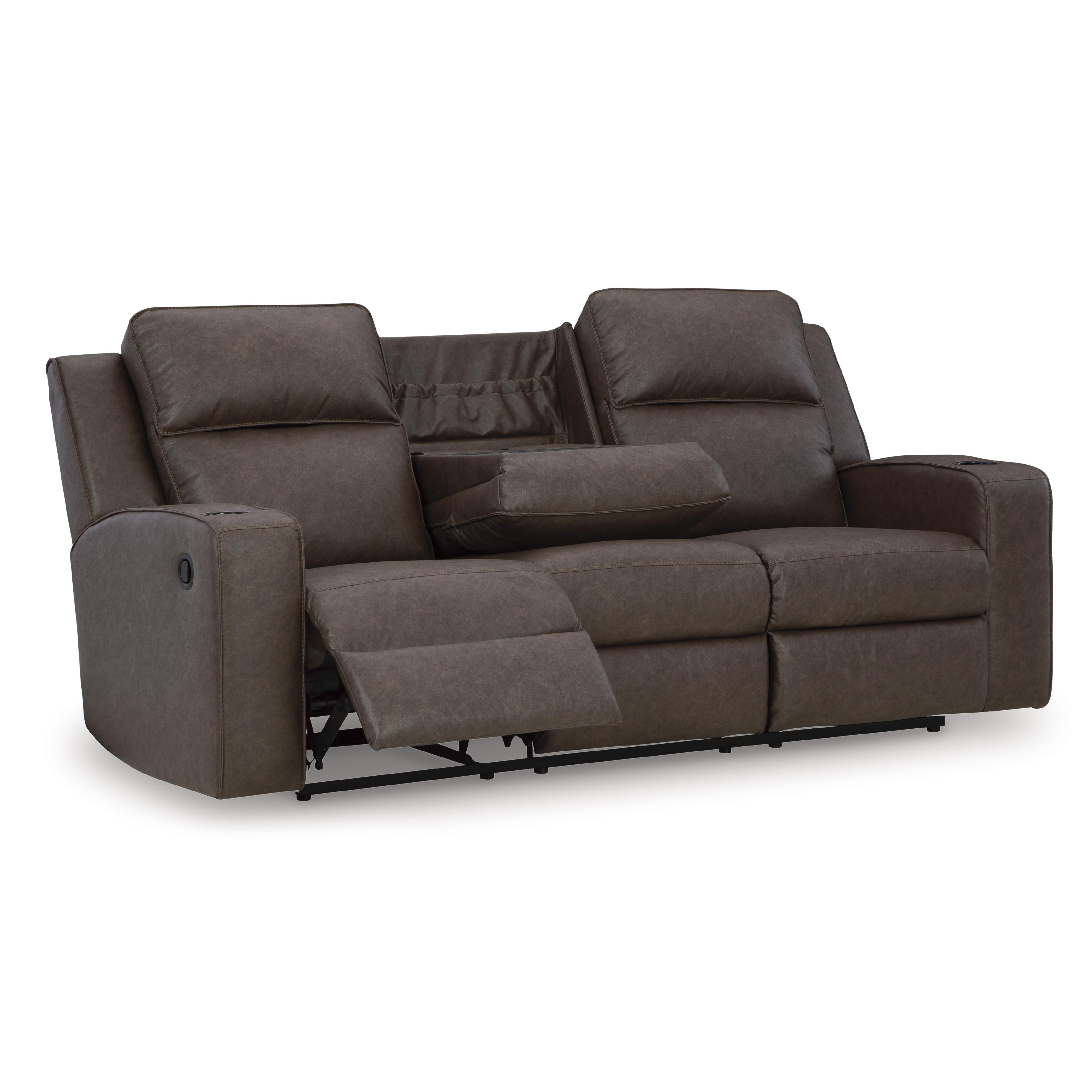  Manufacturer Color_Umber --  Signature Design by Ashley Lavenhorne Reclining Leather Look Sofa IMAGE 2