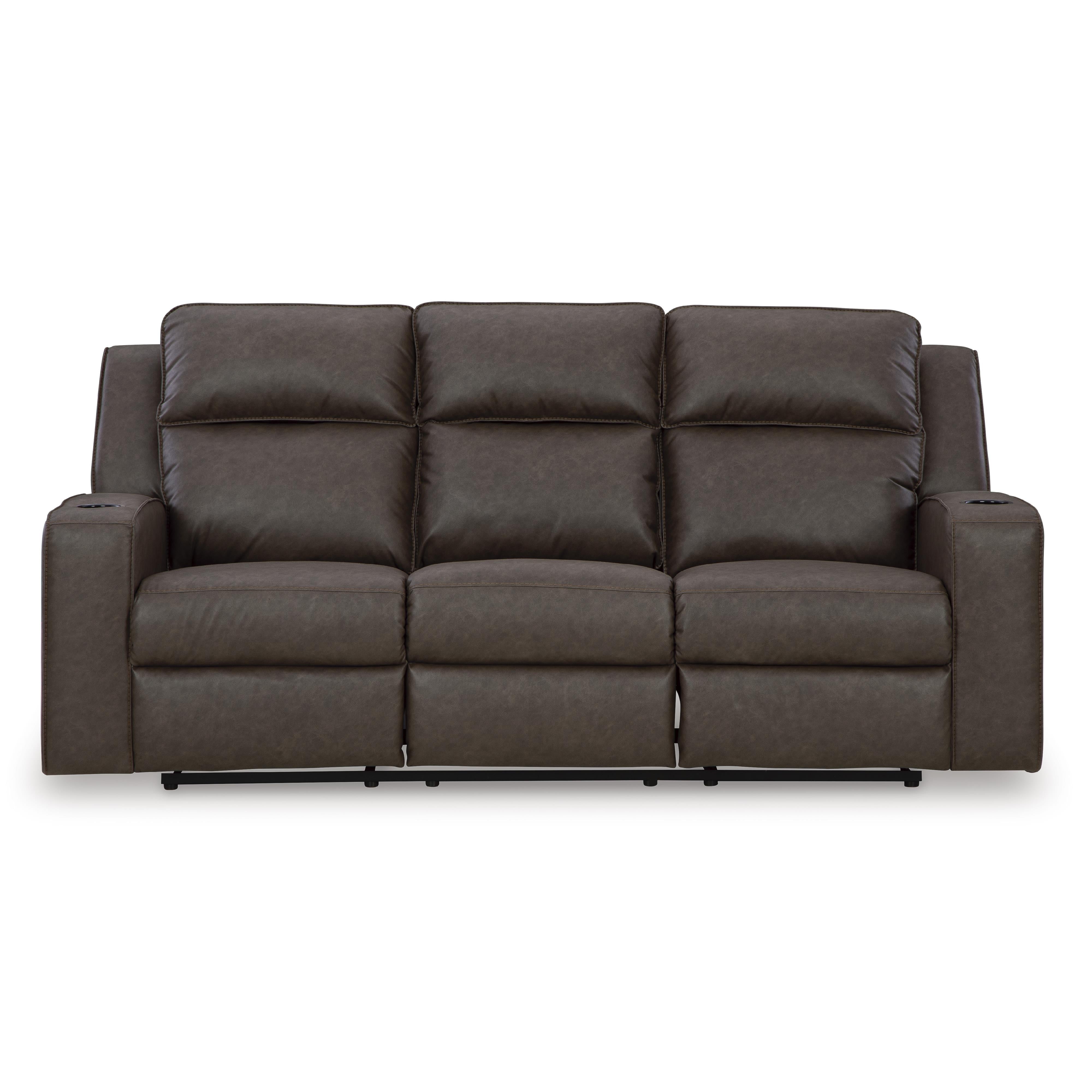 Manufacturer Color_Umber --  Signature Design by Ashley Lavenhorne Reclining Leather Look Sofa IMAGE 3