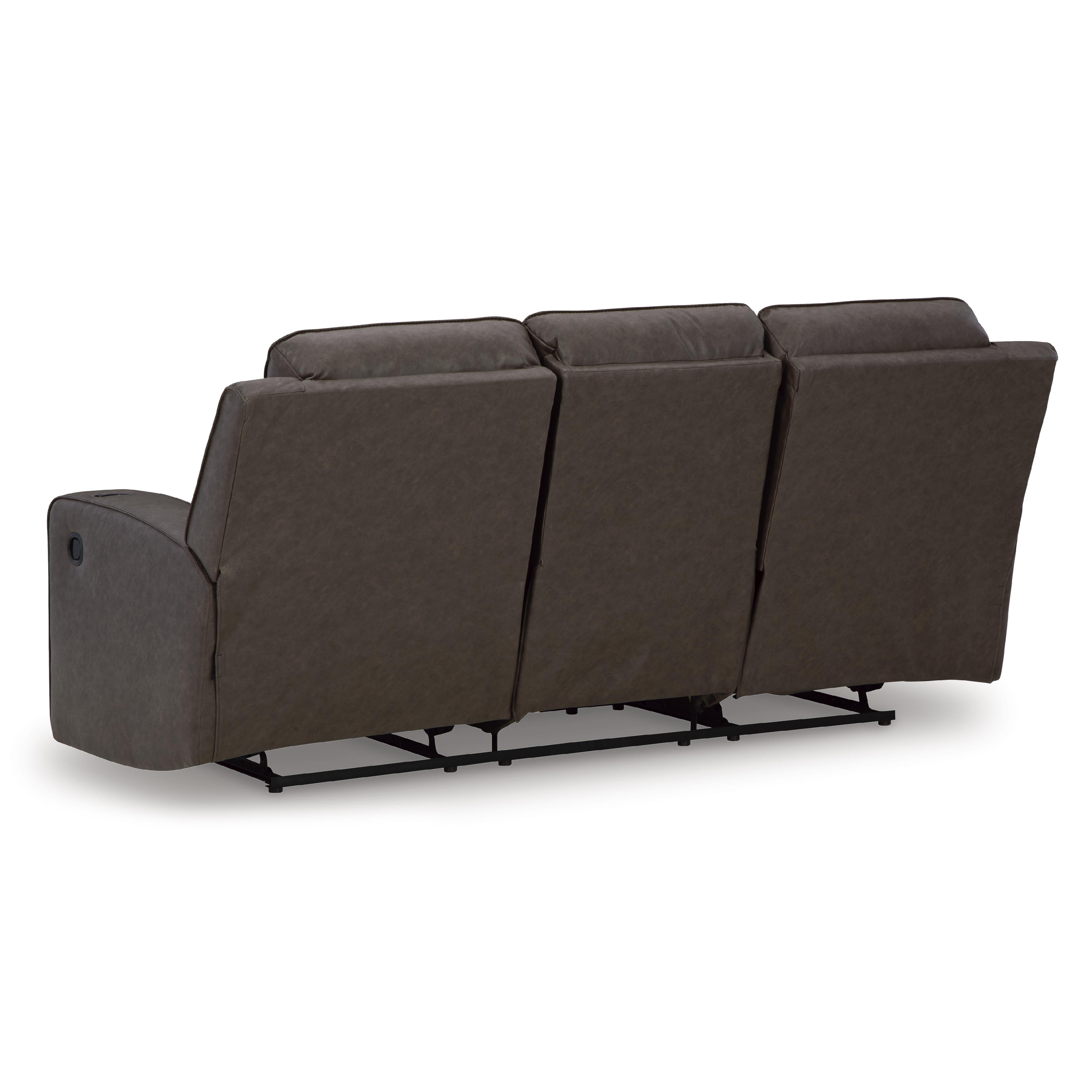 Manufacturer Color_Umber --  Signature Design by Ashley Lavenhorne Reclining Leather Look Sofa IMAGE 5