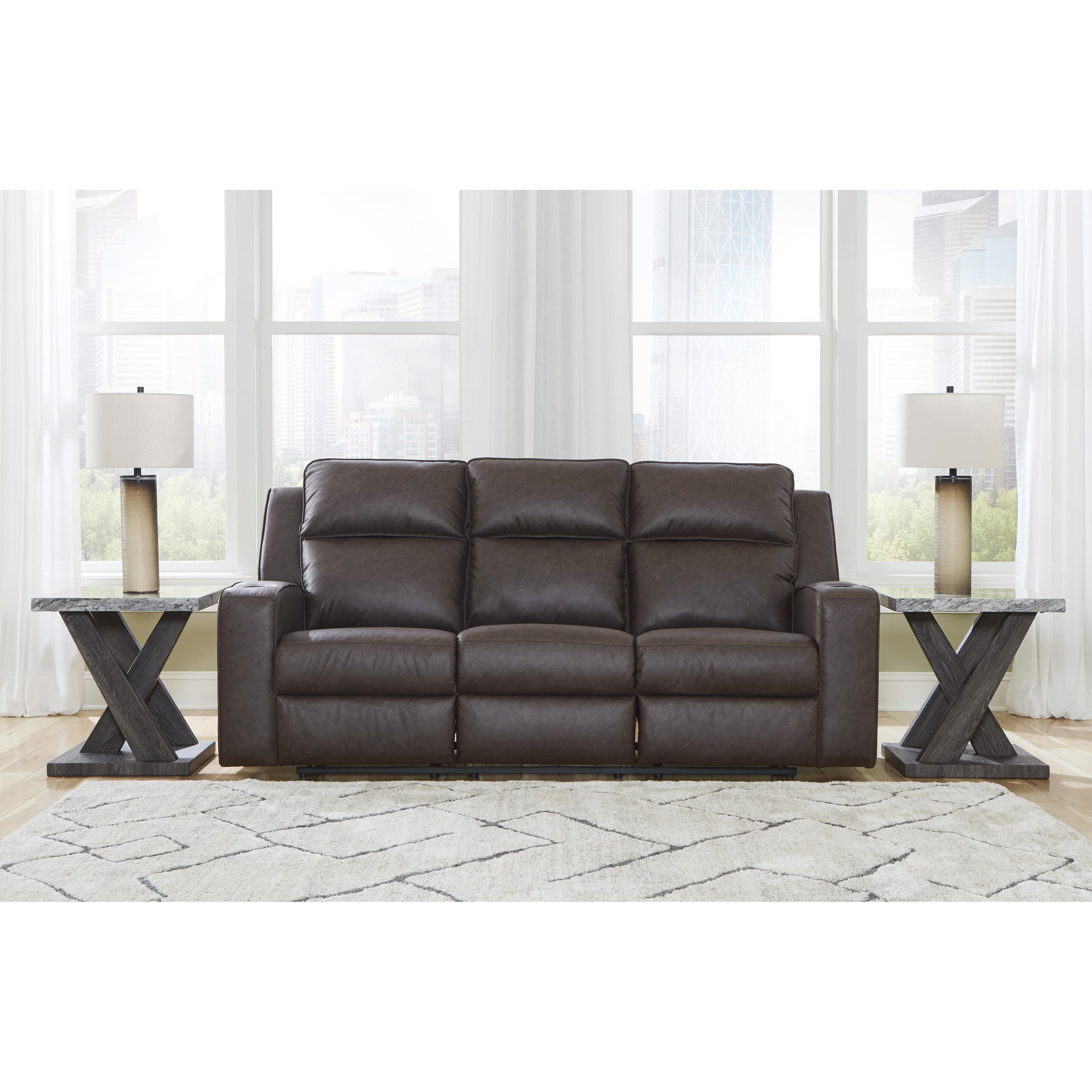  Manufacturer Color_Umber --  Signature Design by Ashley Lavenhorne Reclining Leather Look Sofa IMAGE 6