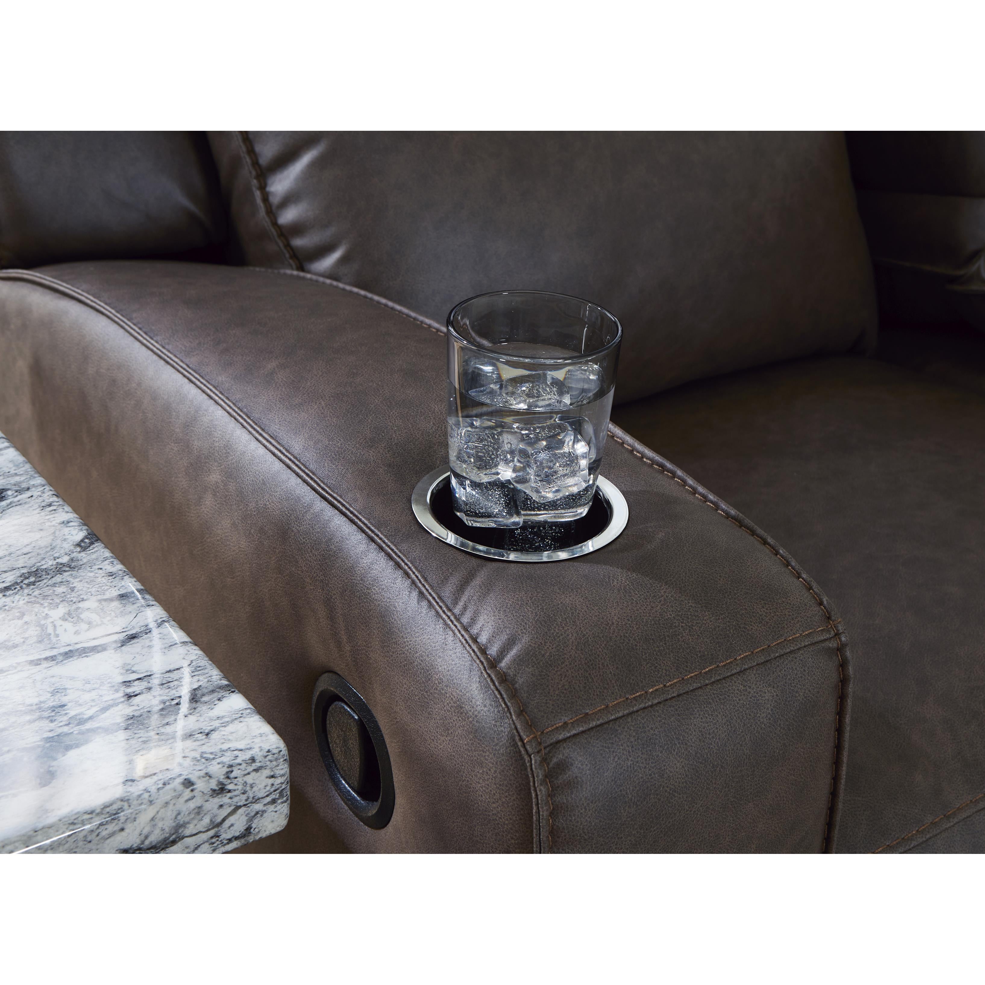  Manufacturer Color_Umber --  Signature Design by Ashley Lavenhorne Reclining Leather Look Sofa IMAGE 8