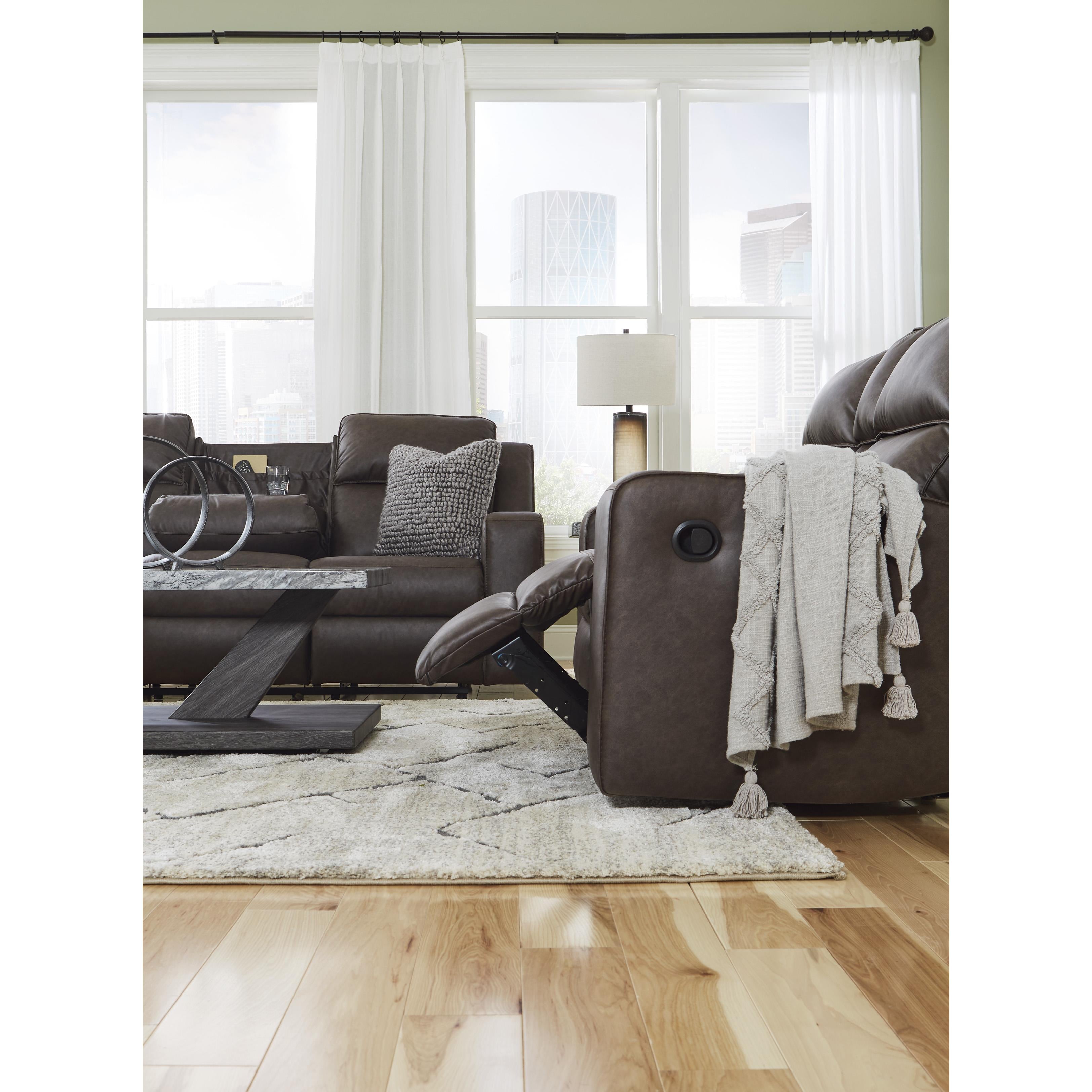  Manufacturer Color_Umber --  Signature Design by Ashley Lavenhorne Reclining Leather Look Loveseat with Console IMAGE 11