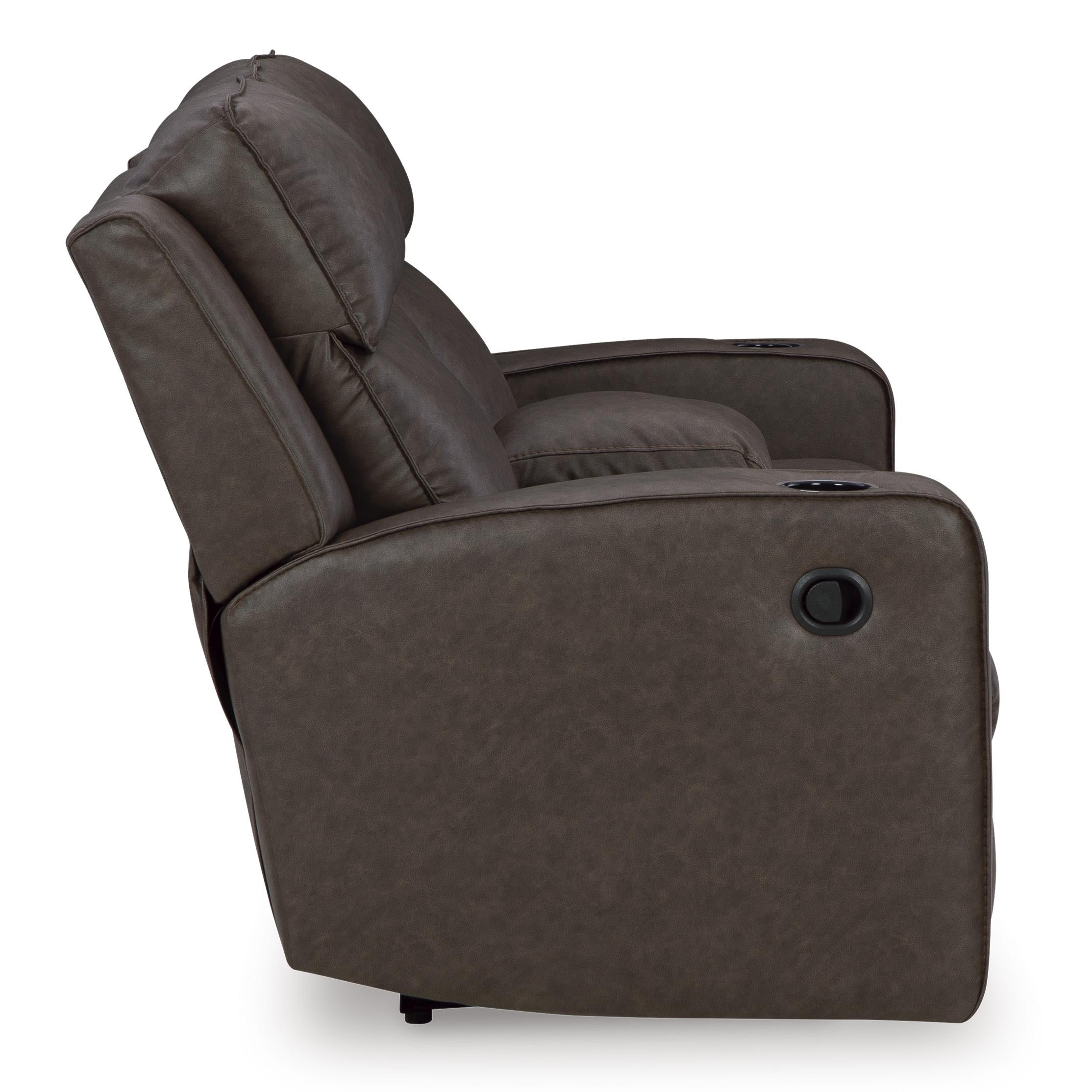  Manufacturer Color_Umber --  Signature Design by Ashley Lavenhorne Reclining Leather Look Loveseat with Console IMAGE 4