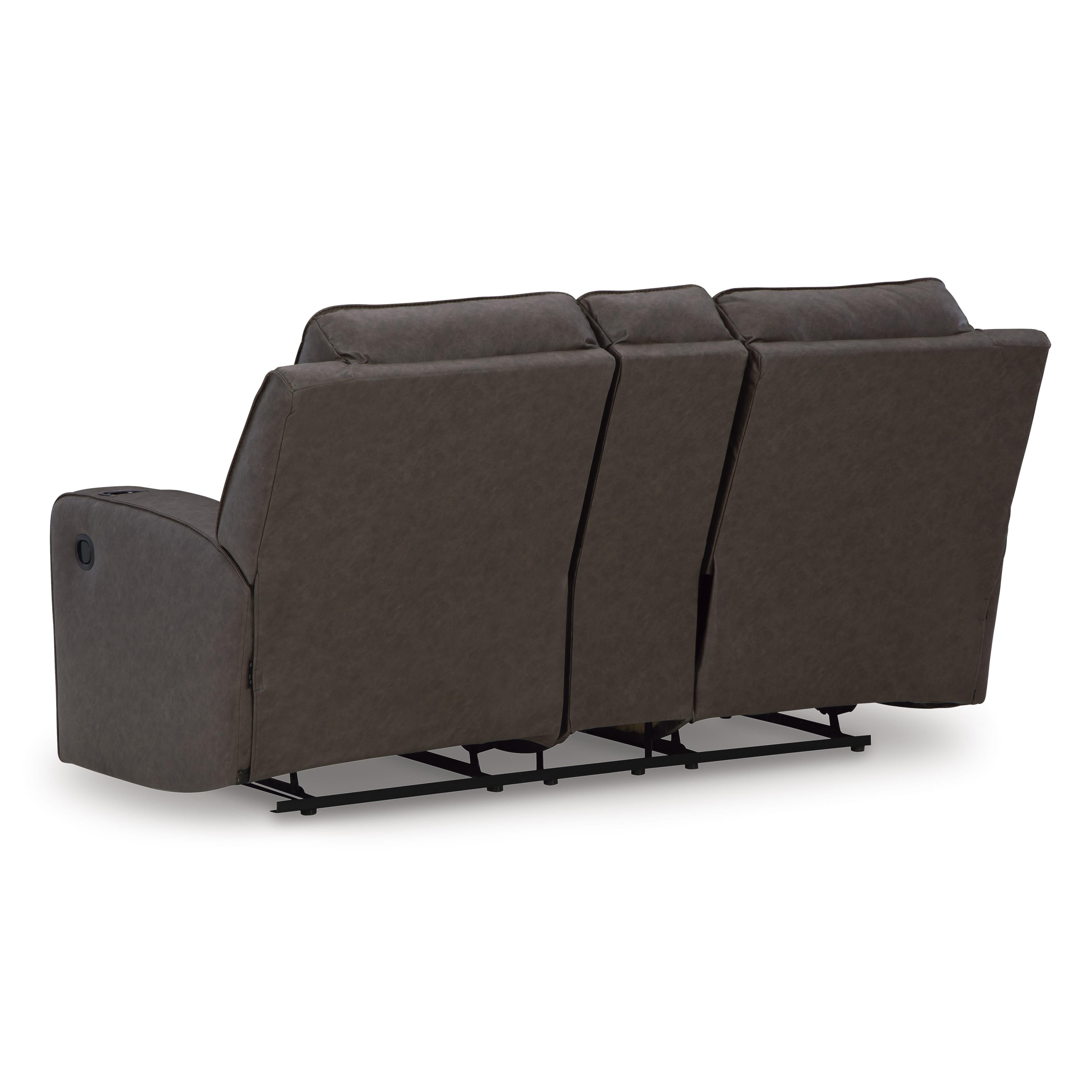  Manufacturer Color_Umber --  Signature Design by Ashley Lavenhorne Reclining Leather Look Loveseat with Console IMAGE 5