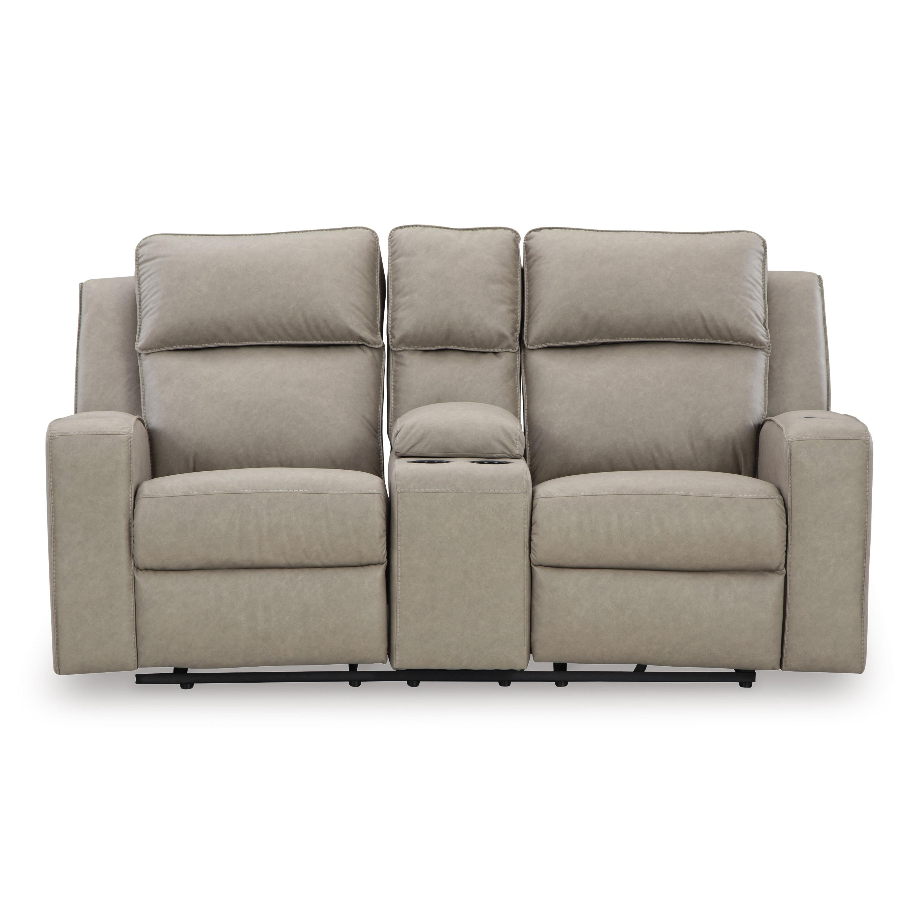  Manufacturer Color_Pebble --  Lavenhorne 6330794 Double Reclining Loveseat with Console IMAGE 3