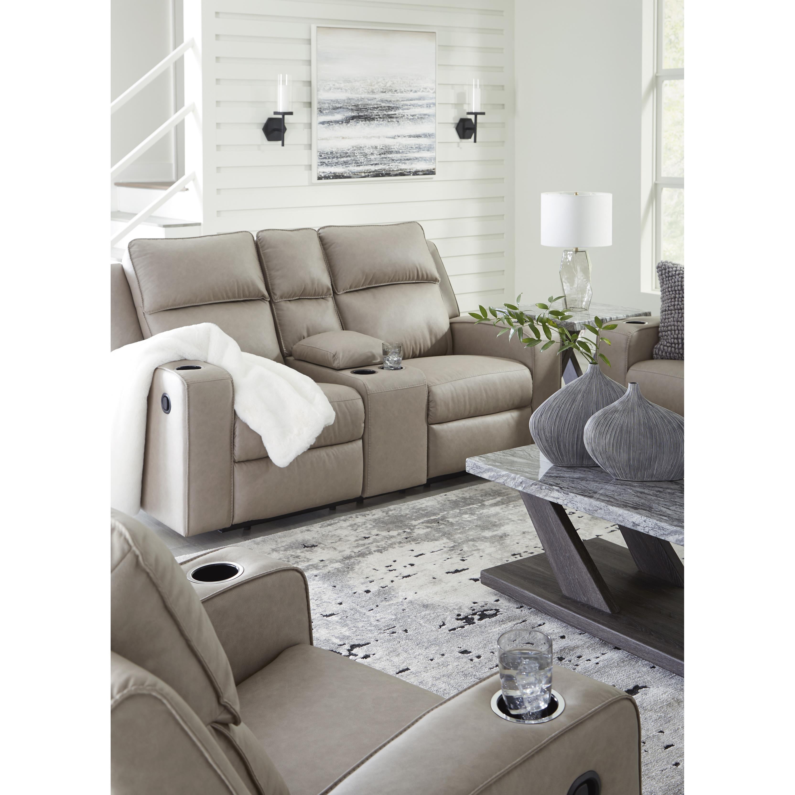  Manufacturer Color_Pebble --  Lavenhorne 6330794 Double Reclining Loveseat with Console IMAGE 8