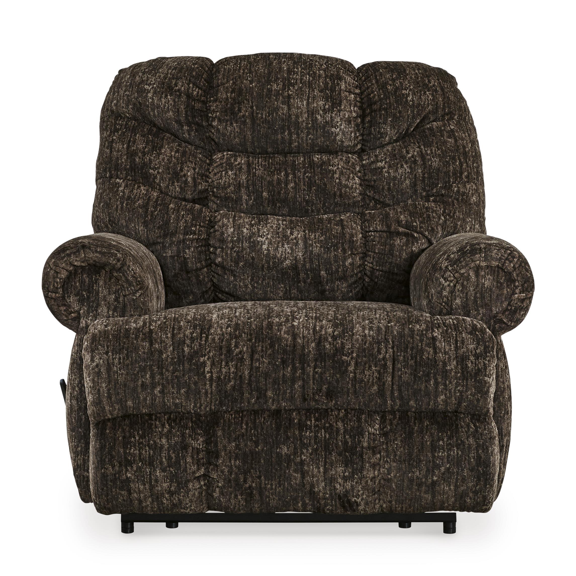  Manufacturer Color_Chocolate --  Signature Design by Ashley Movie Man Fabric Recliner with Wall Recline IMAGE 3