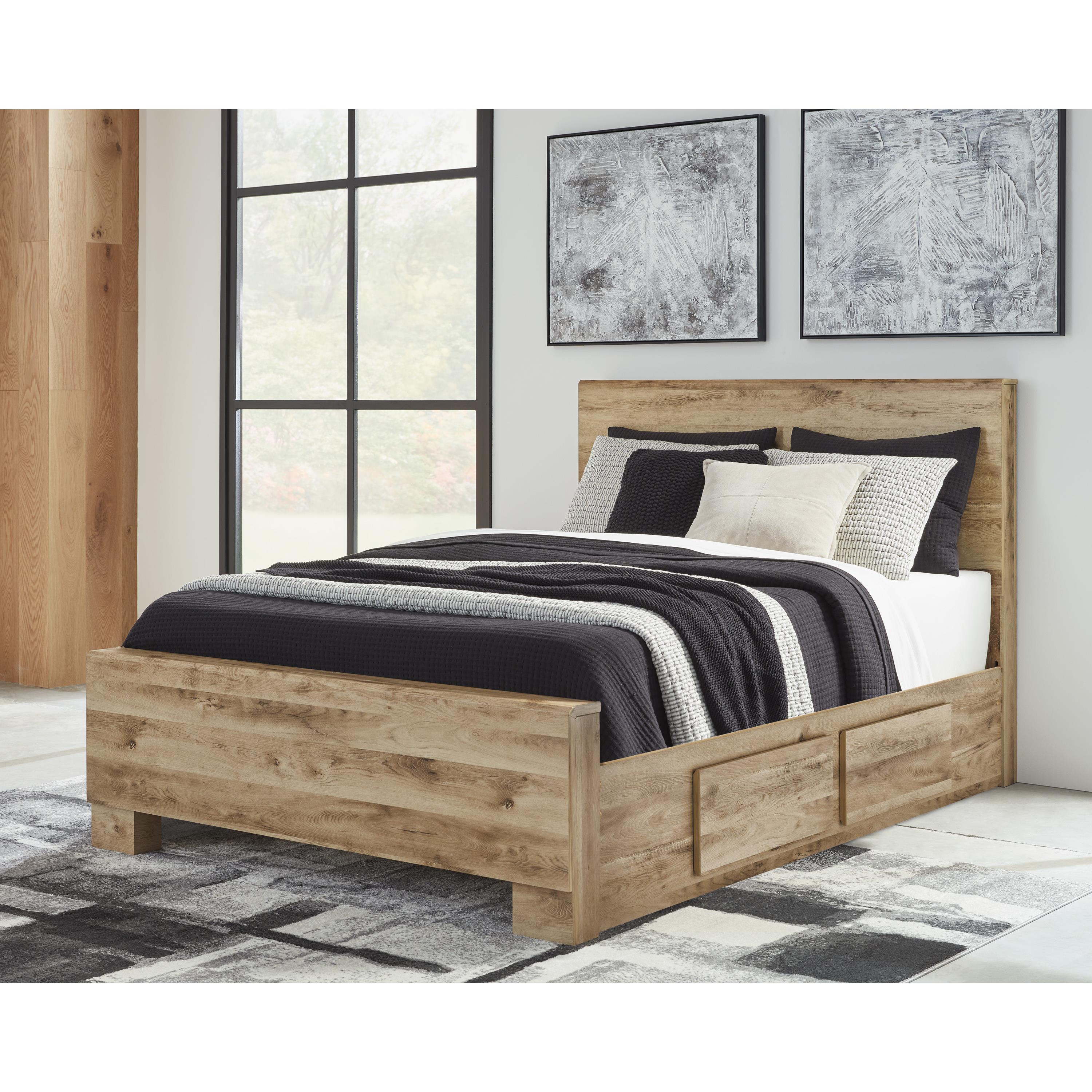  Size_Queen --  Hyanna B1050B32 Queen Panel Bed with 2 Side Storage IMAGE 1
