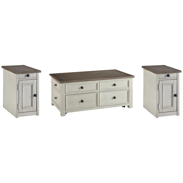 Signature Design by Ashley Bolanburg T637T2 Coffee Table and 2 Chairside End Tables
