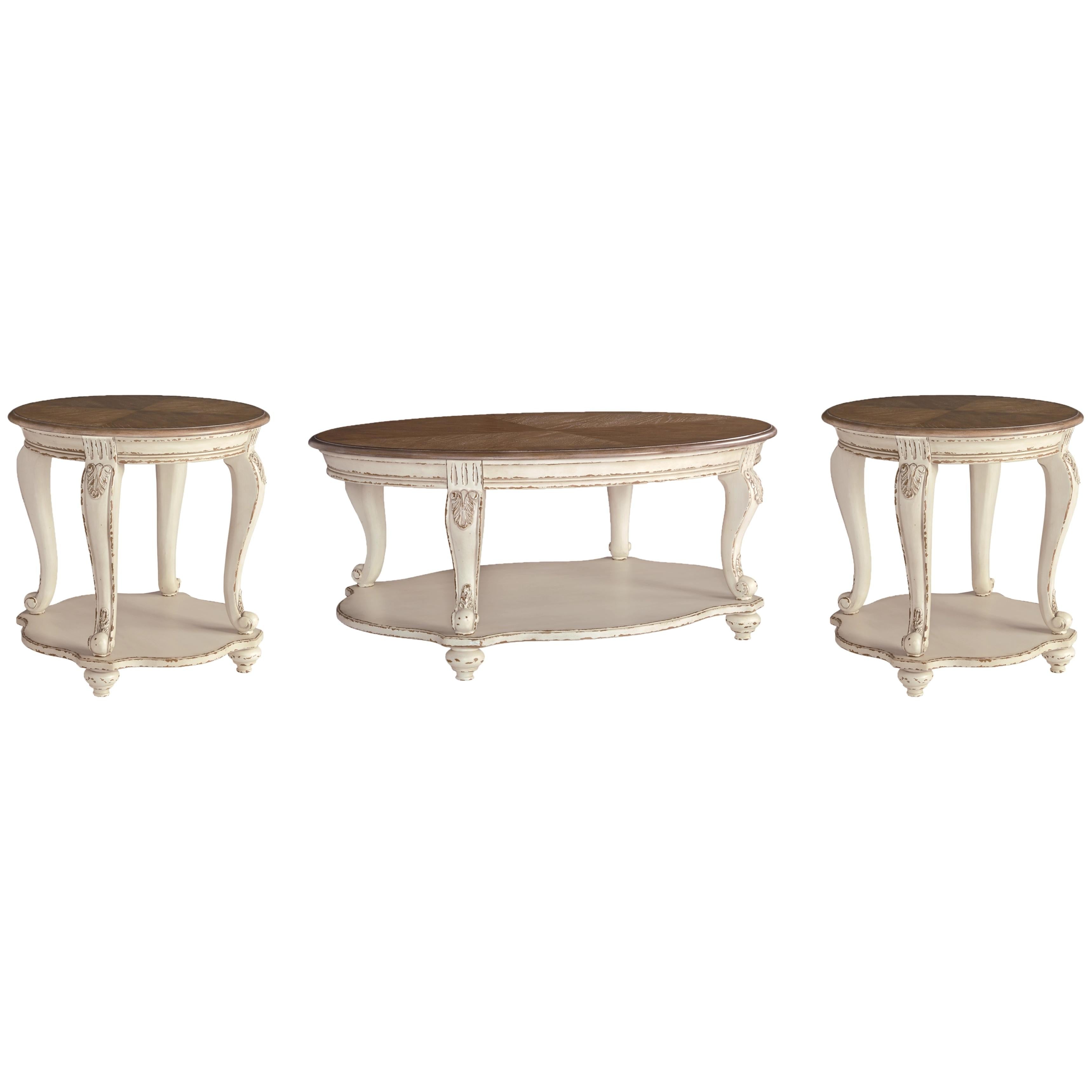  Signature Design by Ashley Realyn T743T1 Coffee Table and 2 End Tables IMAGE 1