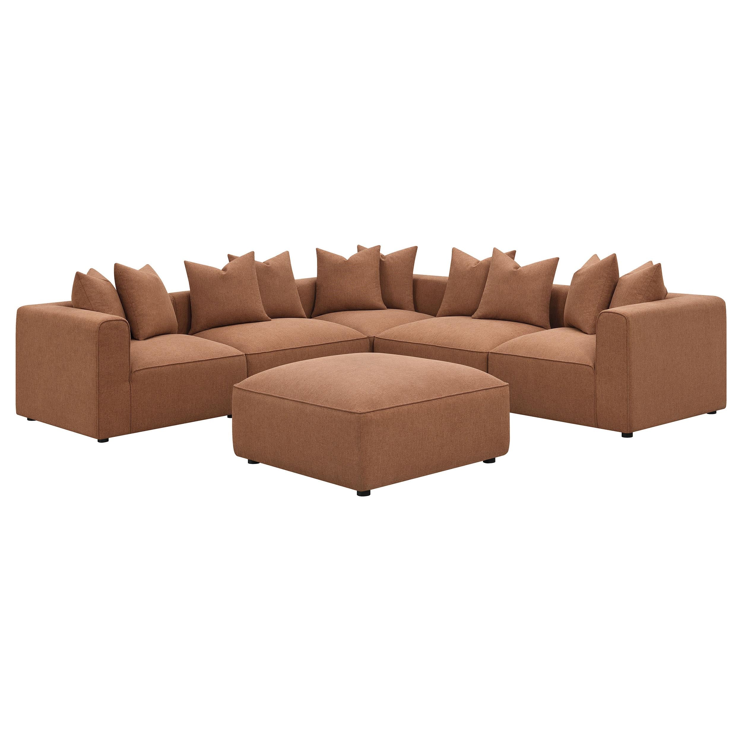  Coaster Furniture Jennifer 551593 Square Upholstered Ottoman - Terracotta IMAGE 5