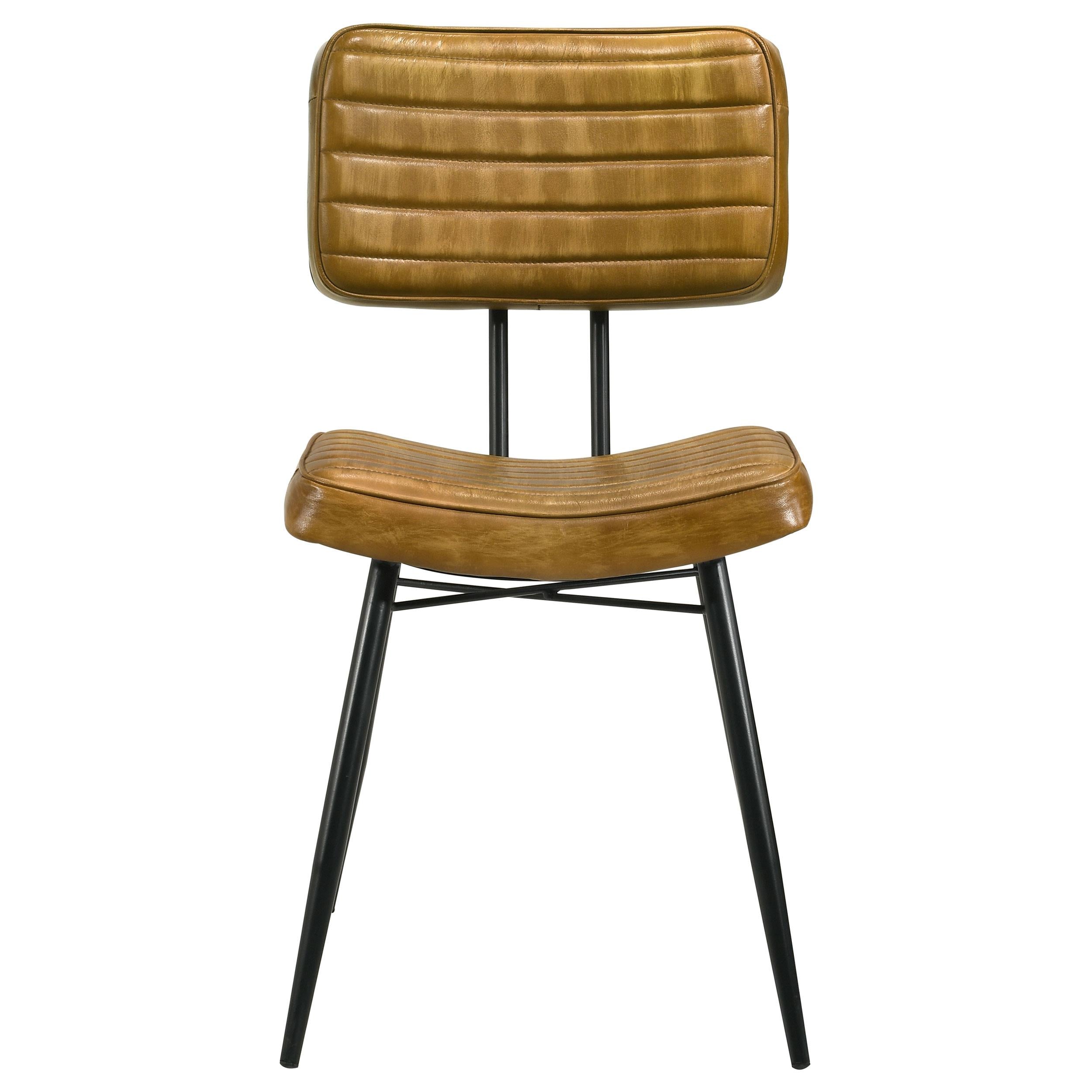  Coaster Furniture Misty 110642 Leather Upholstered Dining Side Chair - Camel IMAGE 2