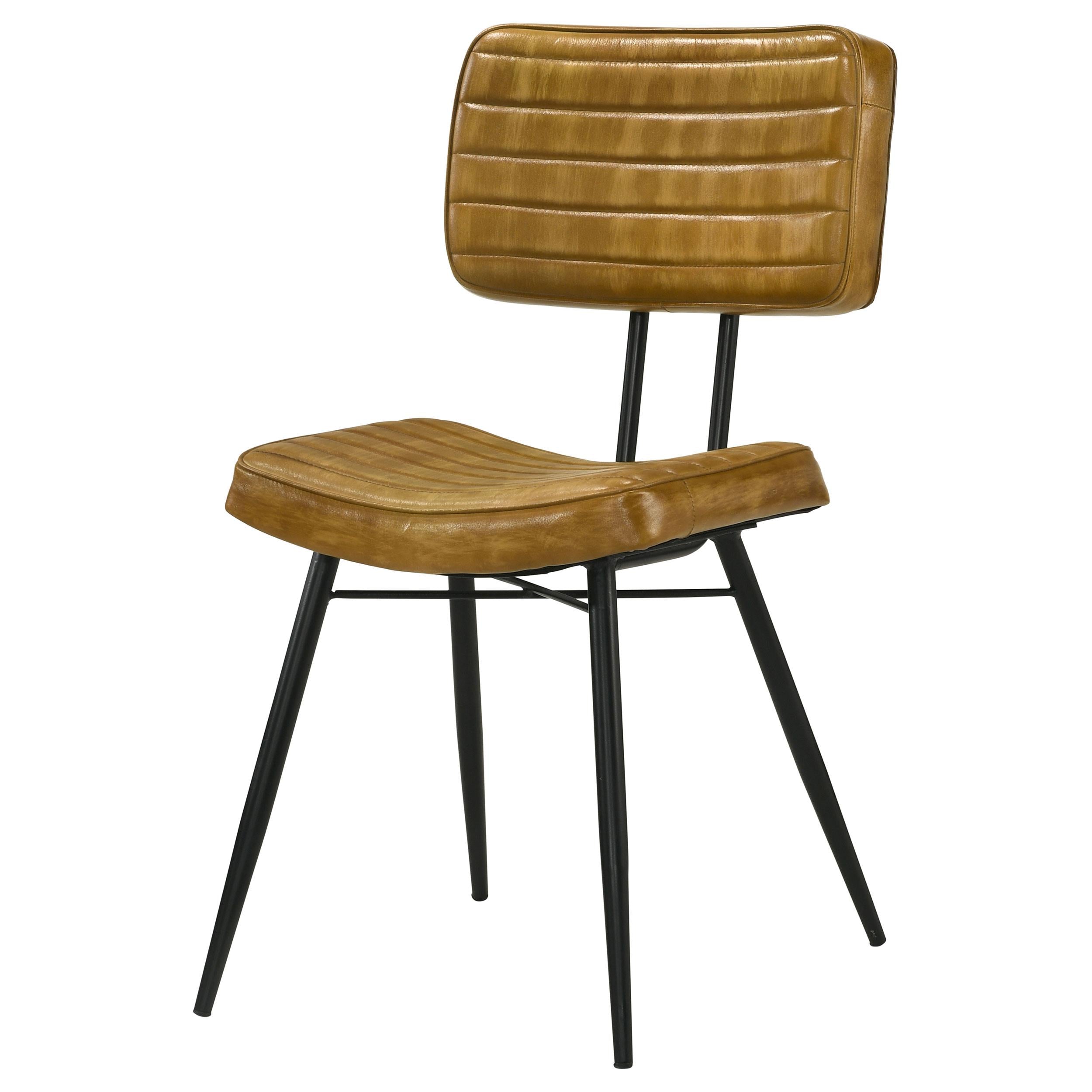  Coaster Furniture Misty 110642 Leather Upholstered Dining Side Chair - Camel IMAGE 3