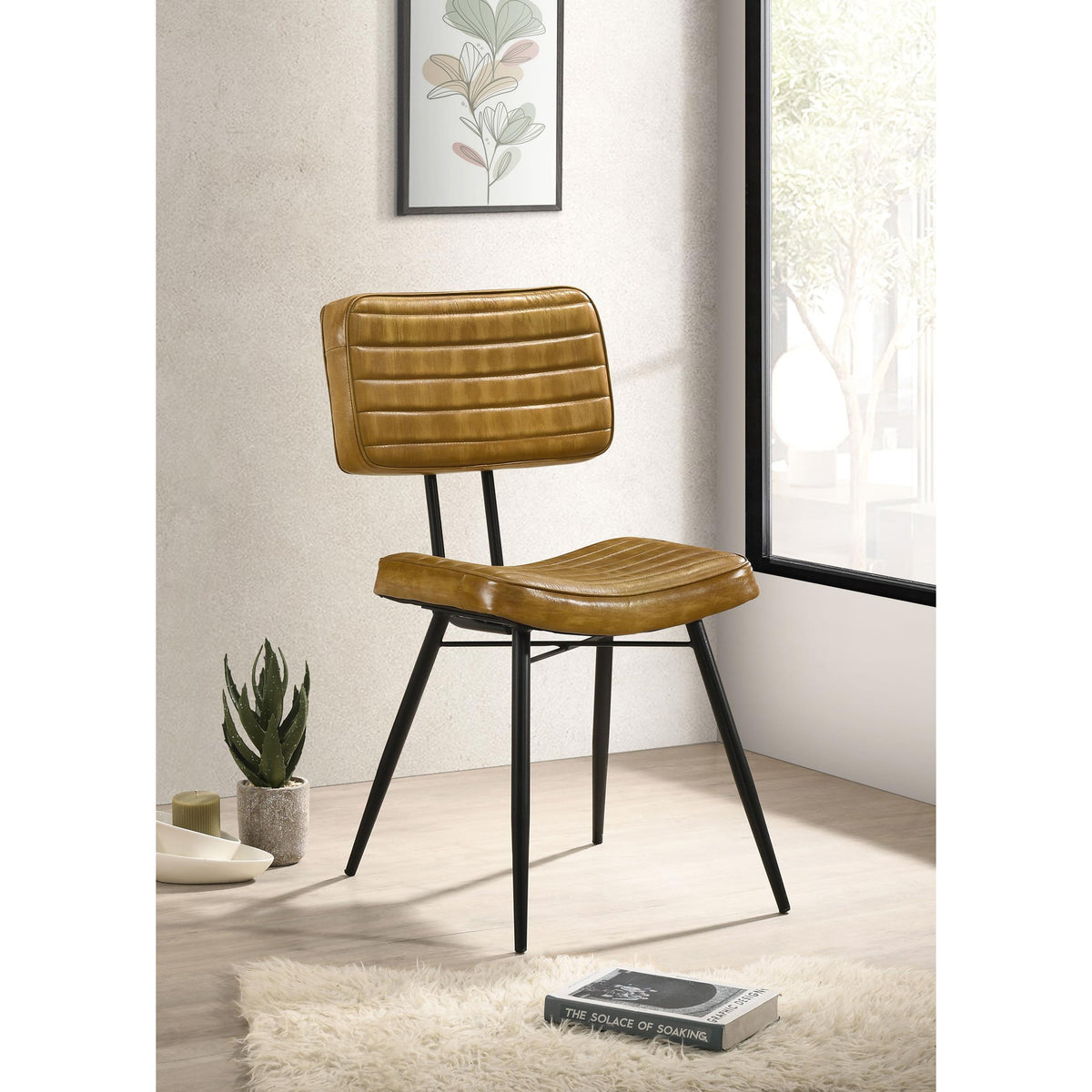  Coaster Furniture Misty 110642 Leather Upholstered Dining Side Chair - Camel IMAGE 9