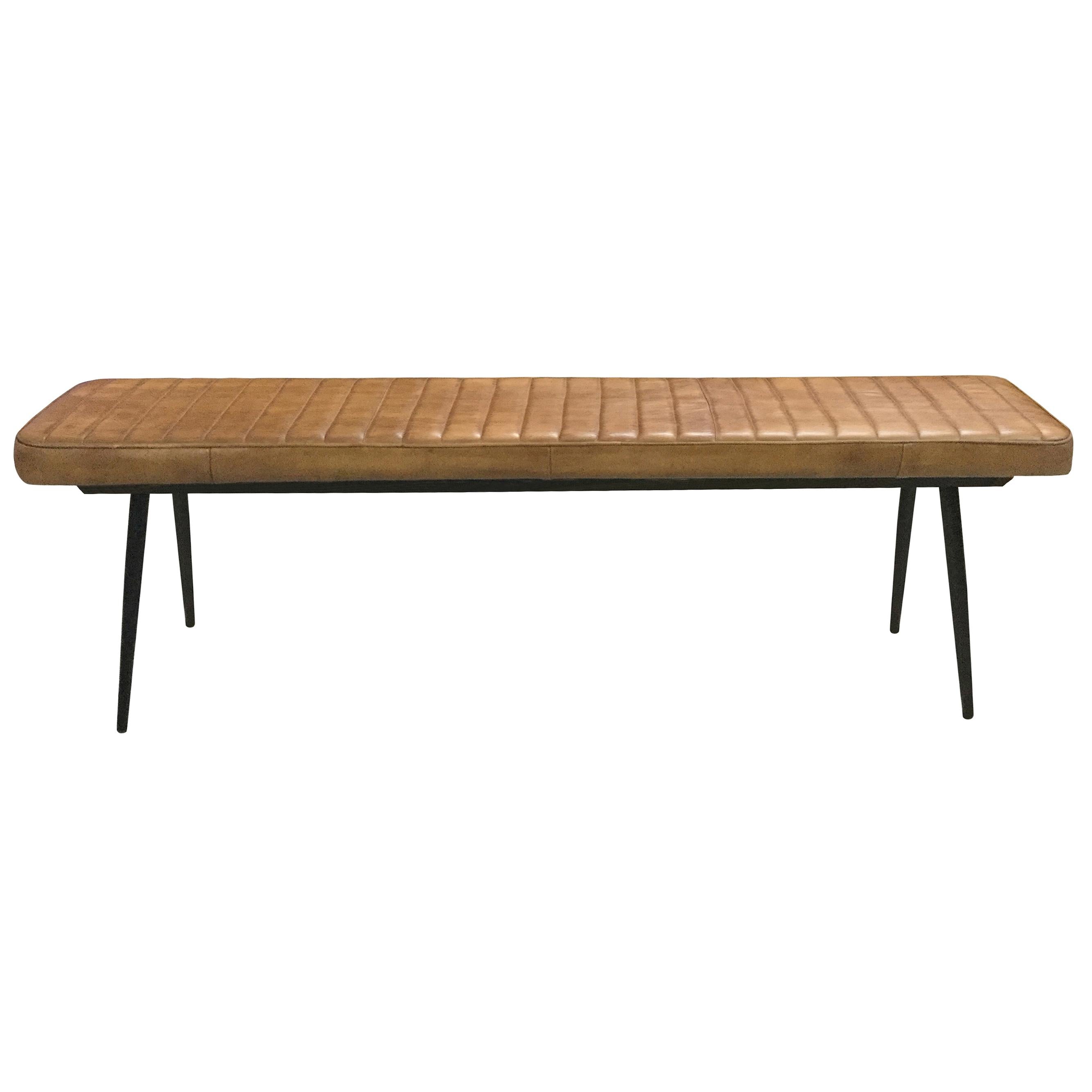  Coaster Furniture Misty 110643 Leather Upholstered Dining Bench - Antique Camel IMAGE 1