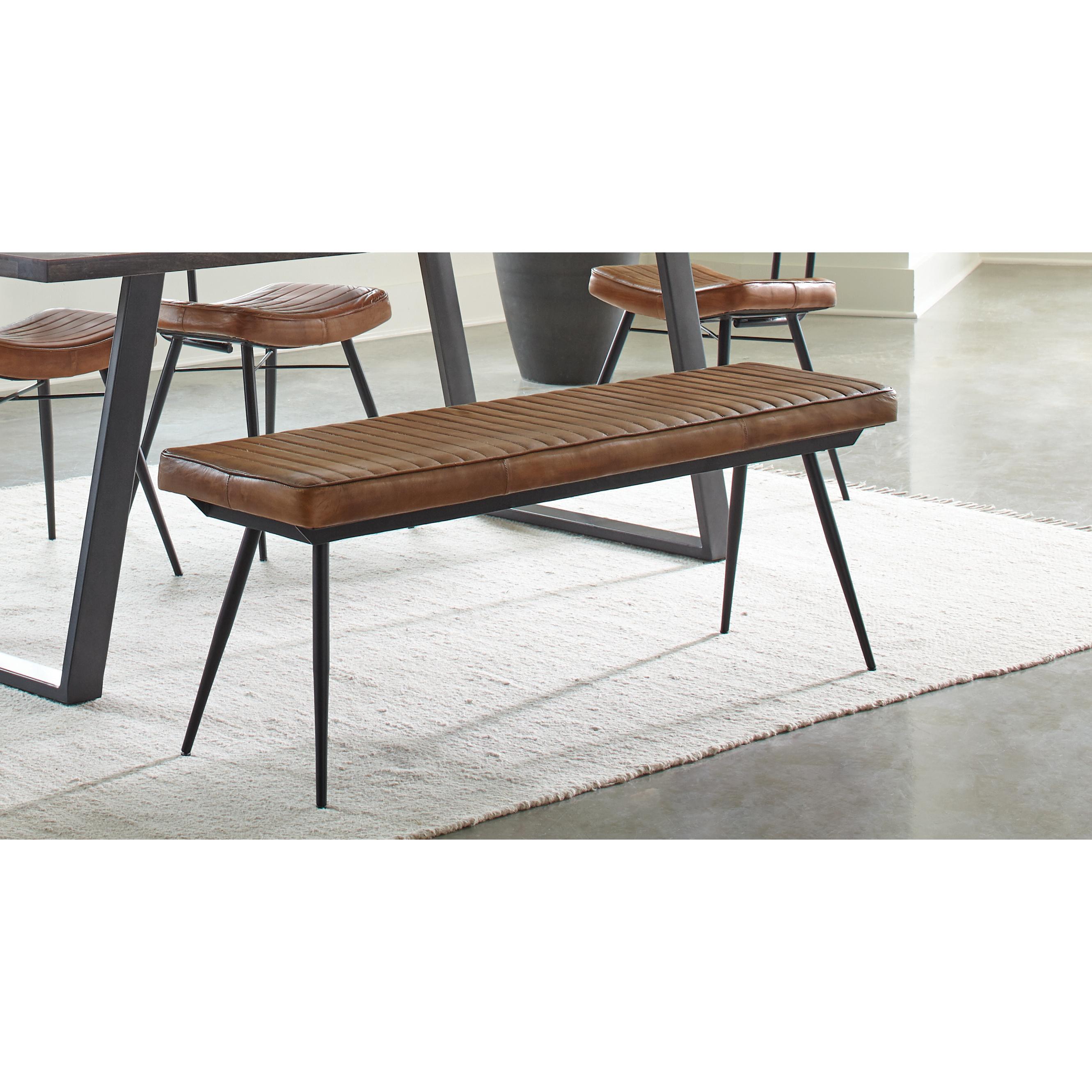  Coaster Furniture Misty 110643 Leather Upholstered Dining Bench - Antique Camel IMAGE 2