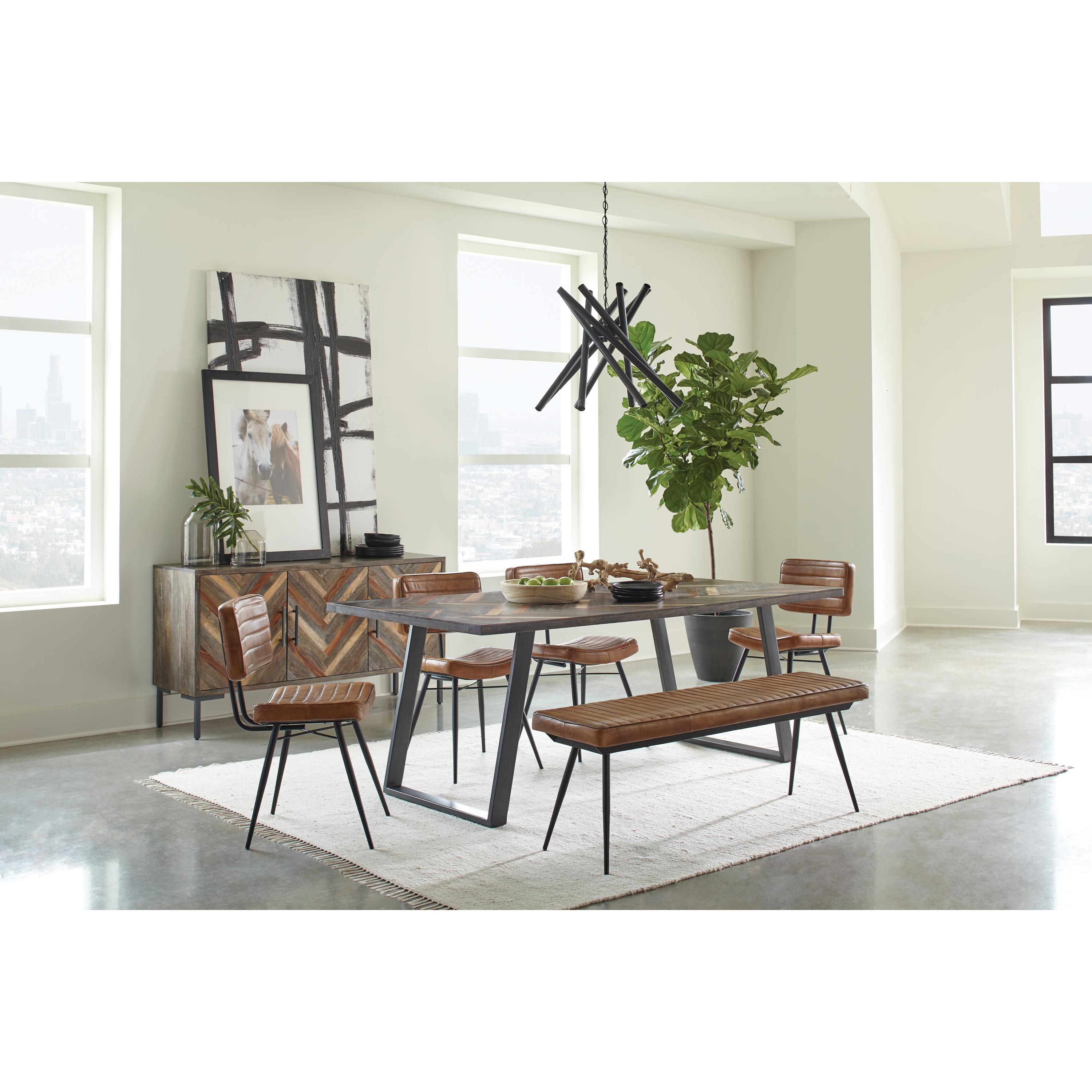  Coaster Furniture Misty 110643 Leather Upholstered Dining Bench - Antique Camel IMAGE 3