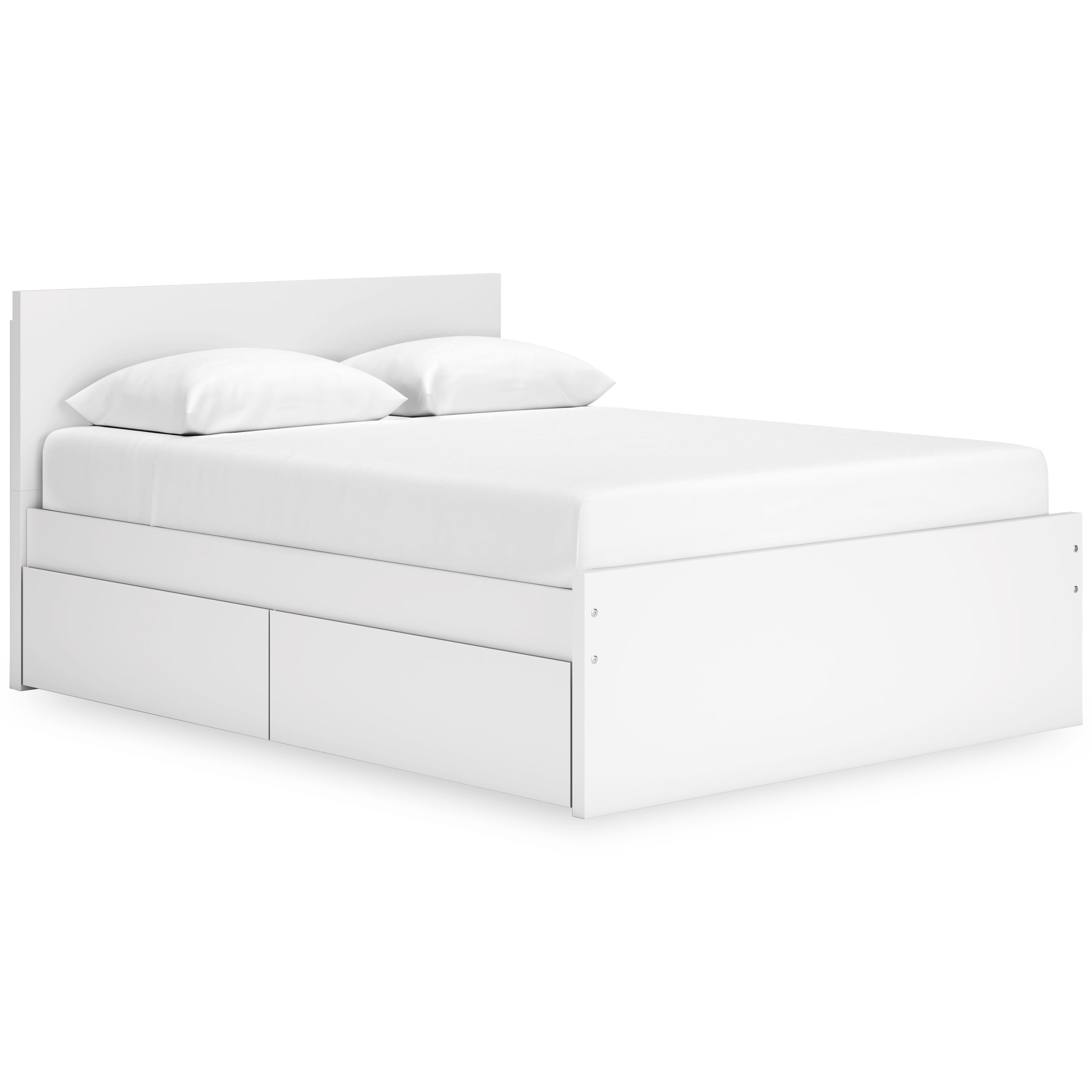  Size_Queen --  Onita EB9630B12 Queen Panel Platform Bed with 1 Side Storage IMAGE 1