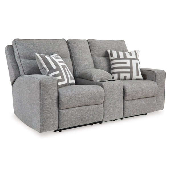 Signature Design by Ashley Biscoe 9050318 Power Reclining Loveseat with Console and Adjustable Headrest