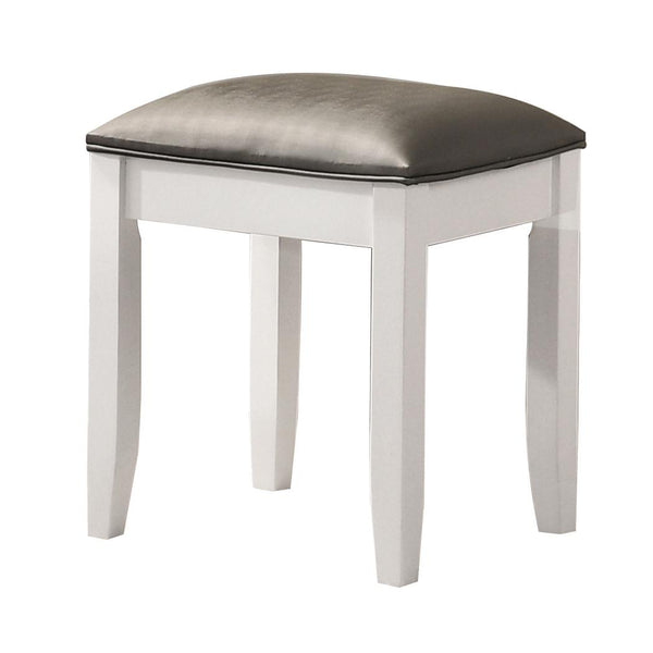 Coaster Furniture Felicity 203507STL Upholstered Vanity Stool - Metallic and Glossy White