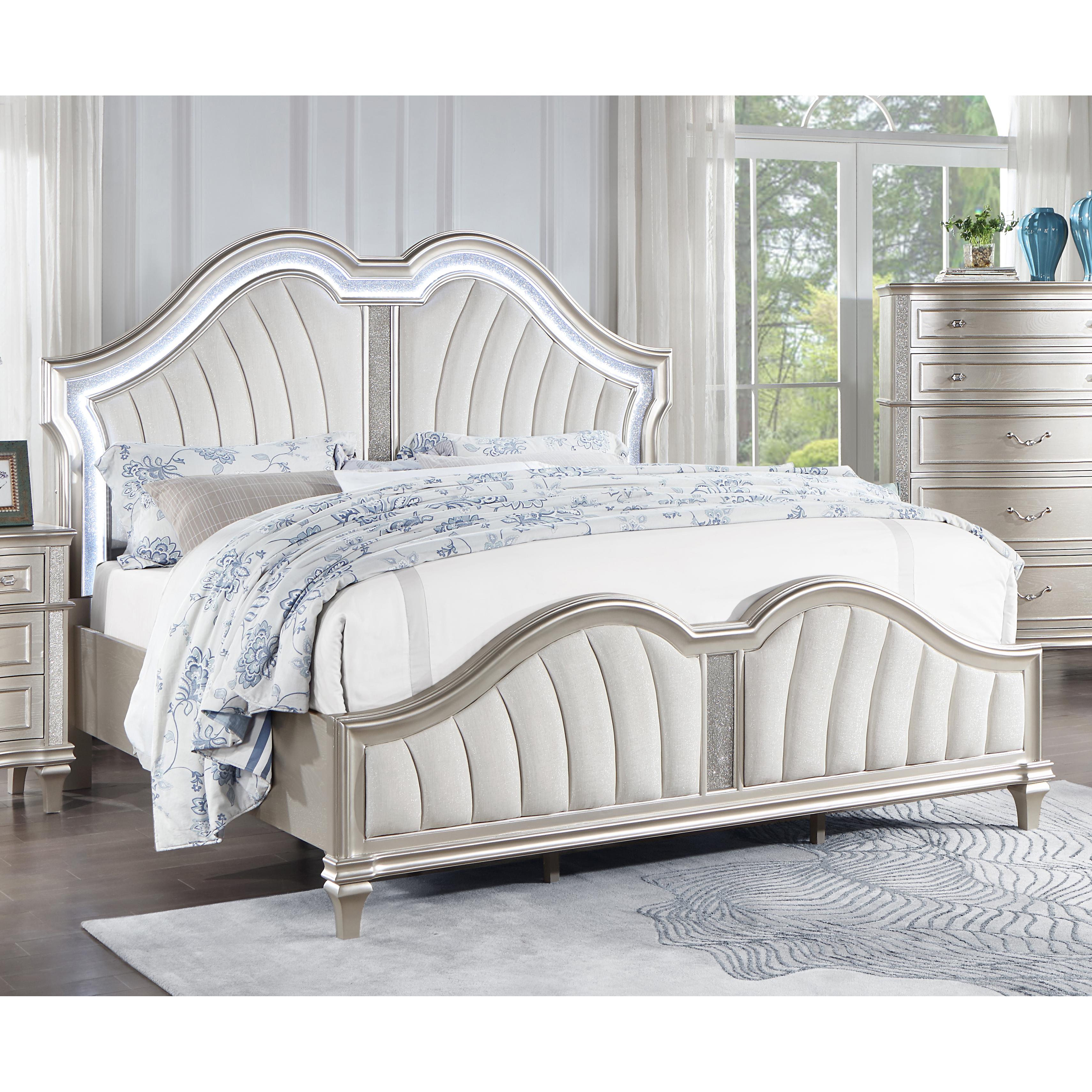  Size_King --  Evangeline 223391KE Wood Eastern King LED Panel Bed - Silver Oak IMAGE 11