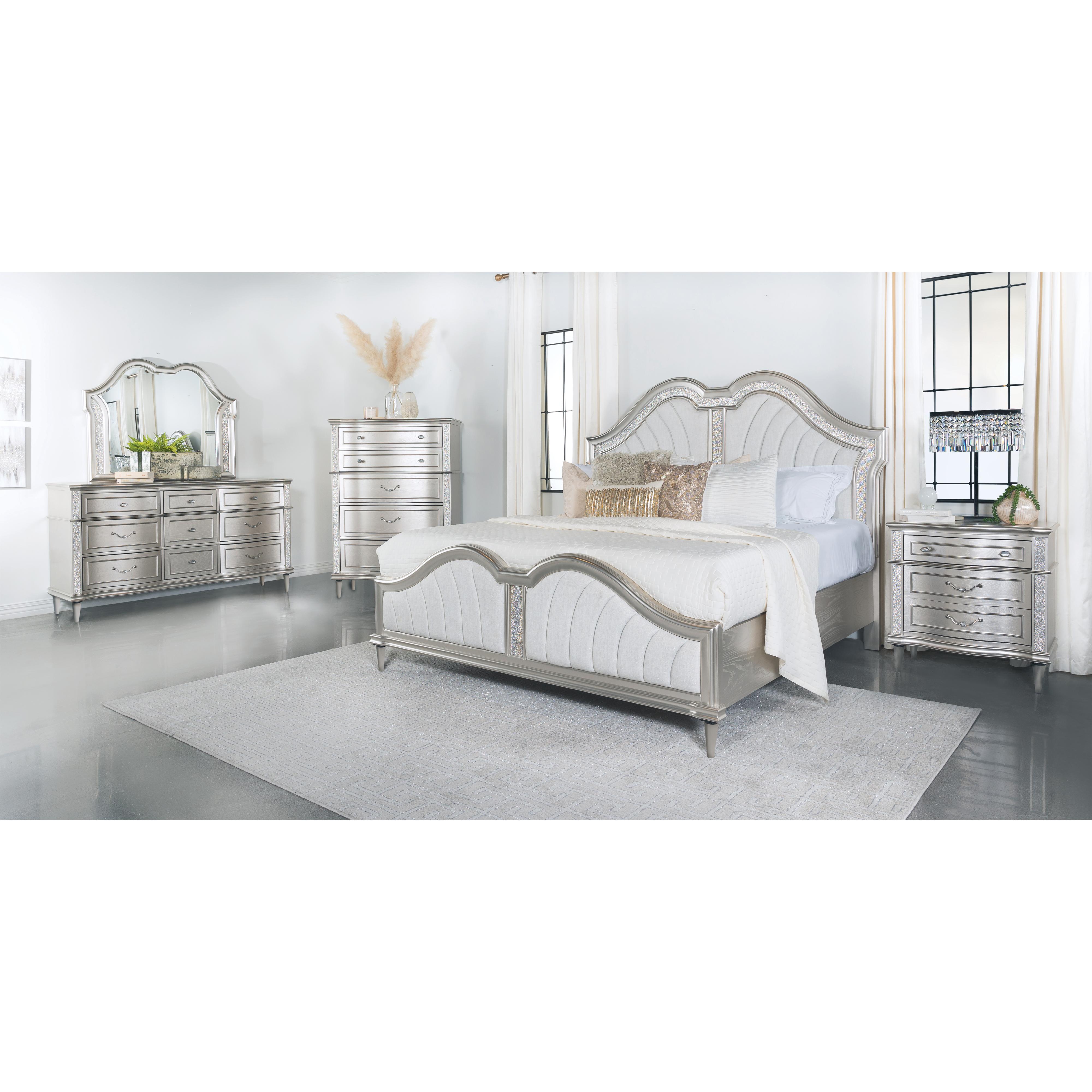  Size_King --  Evangeline 223391KE Wood Eastern King LED Panel Bed - Silver Oak IMAGE 2