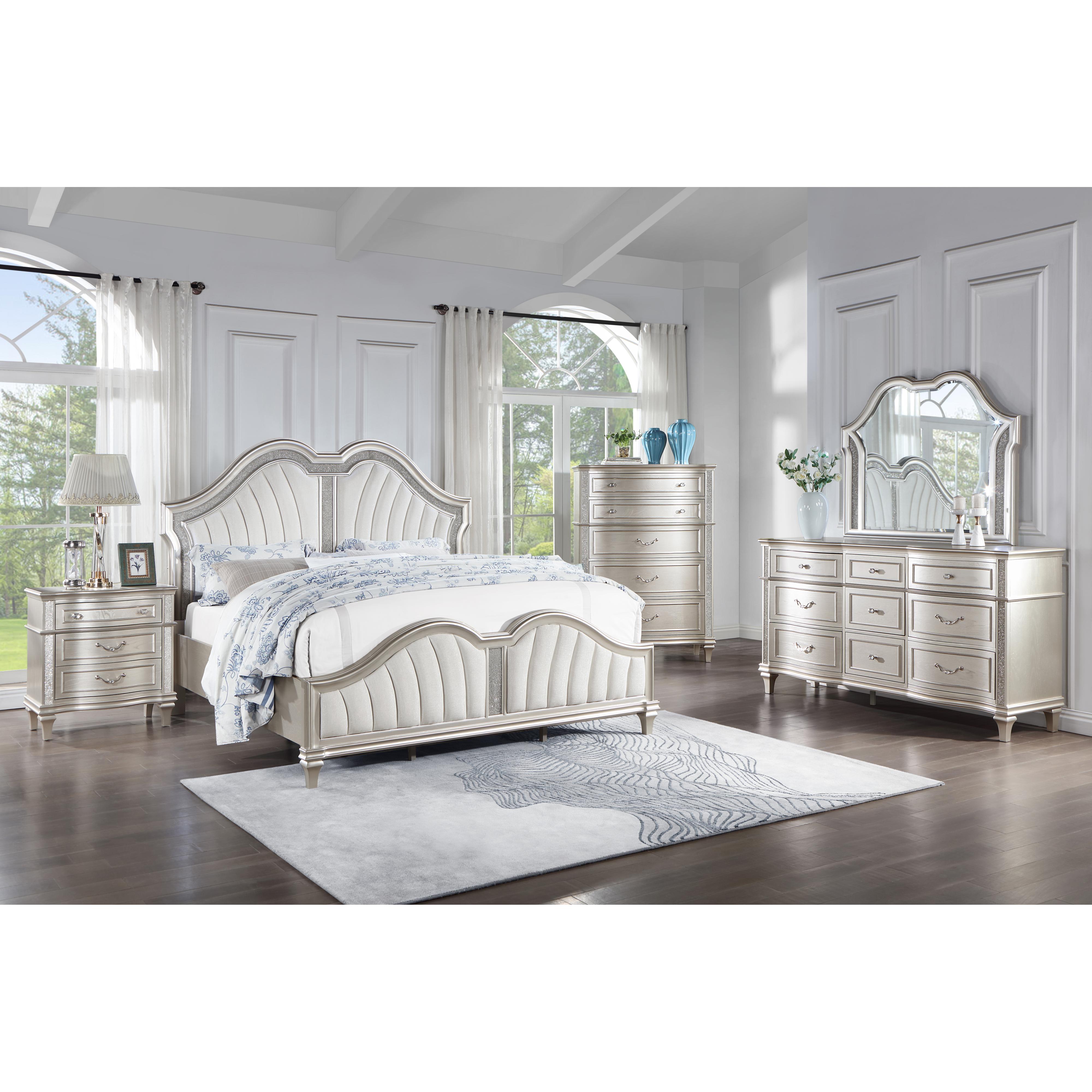  Size_King --  Evangeline 223391KE Wood Eastern King LED Panel Bed - Silver Oak IMAGE 7