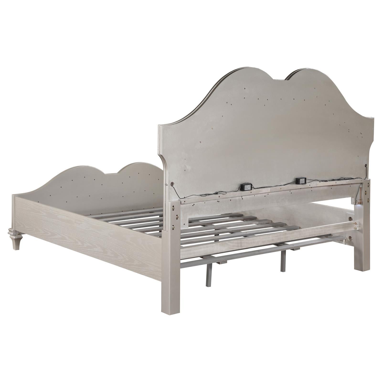  Size_California King --  Evangeline 223391KW Wood California King LED Panel Bed - Silver Oak IMAGE 6