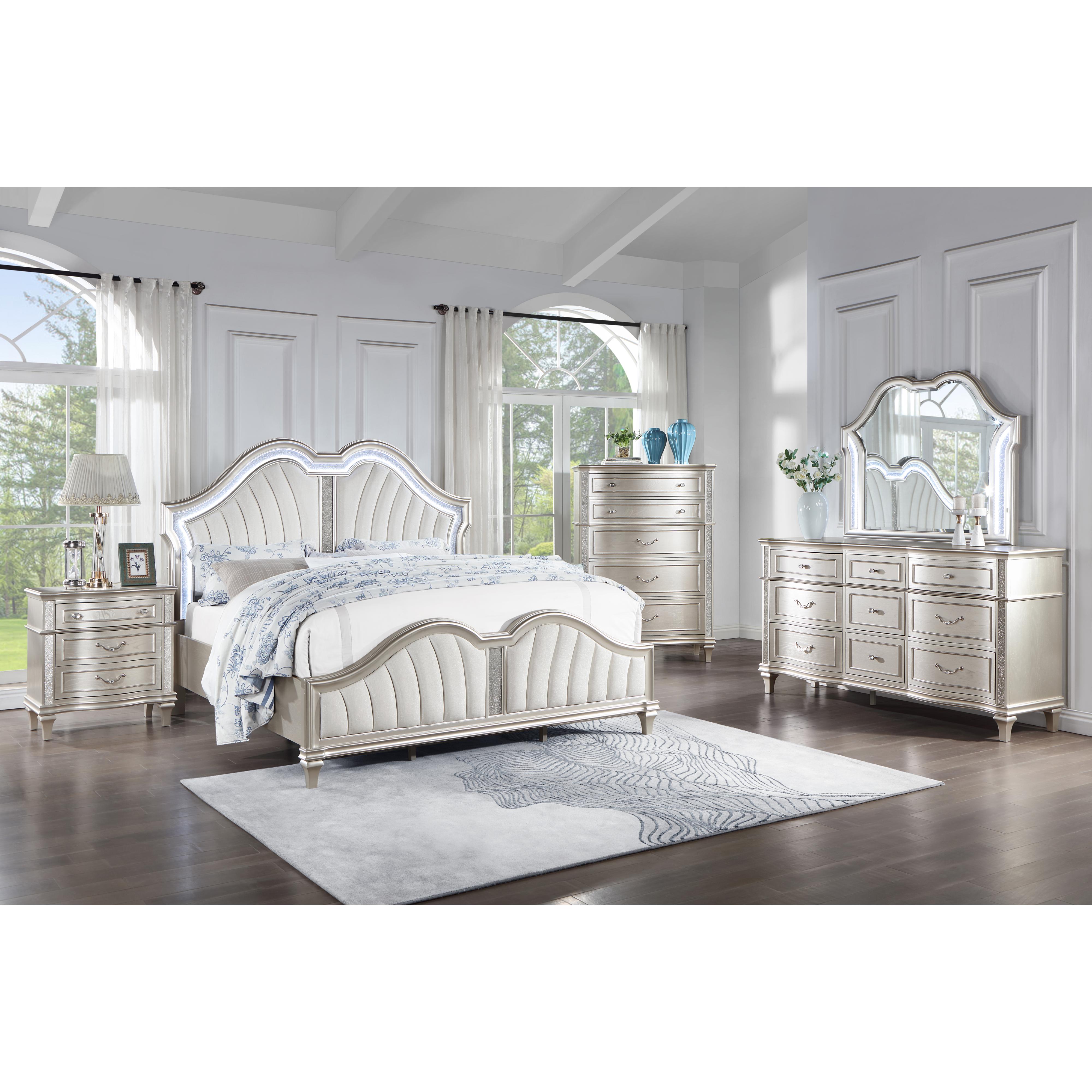  Size_Queen --  Coaster Furniture Evangeline Upholstered Panel Bed IMAGE 8