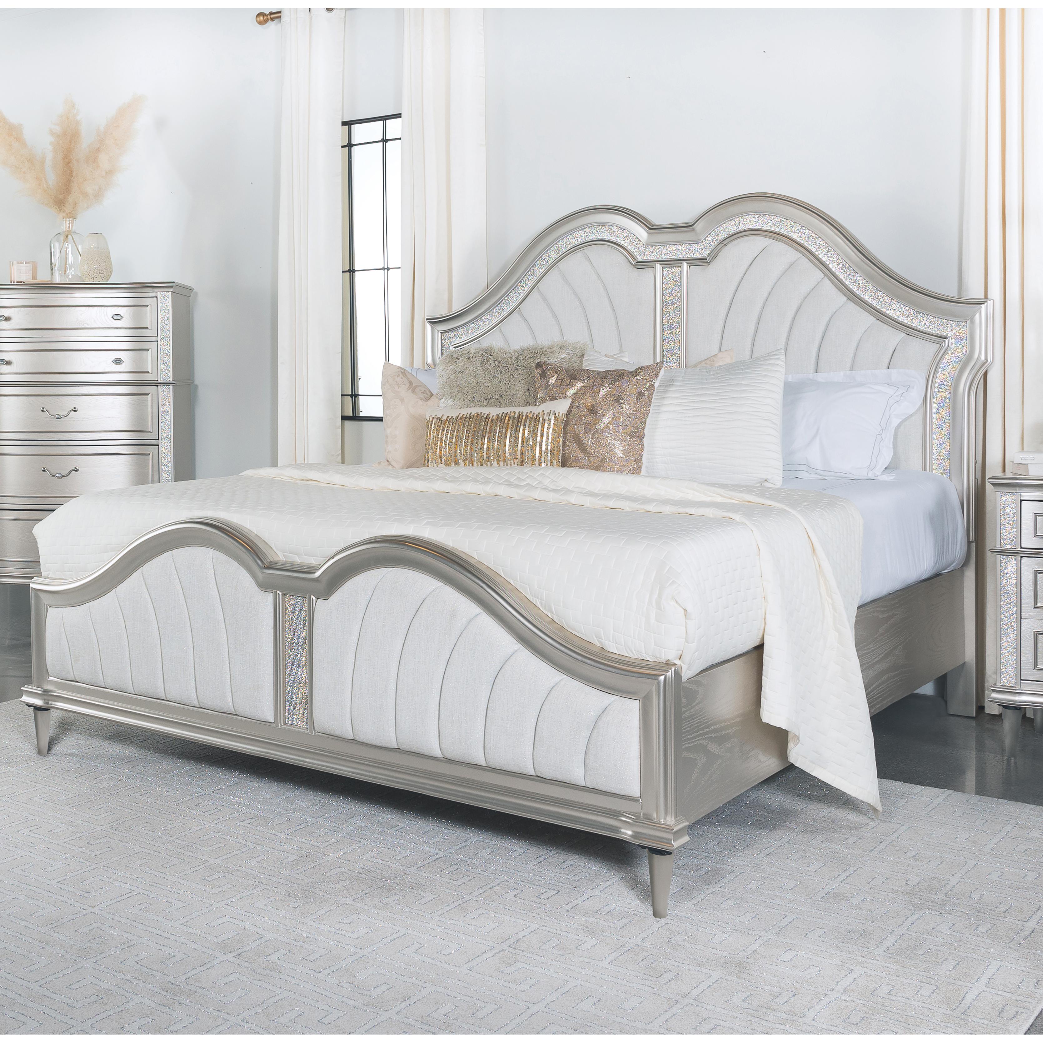  Size_Queen --  Coaster Furniture Evangeline Upholstered Panel Bed IMAGE 9