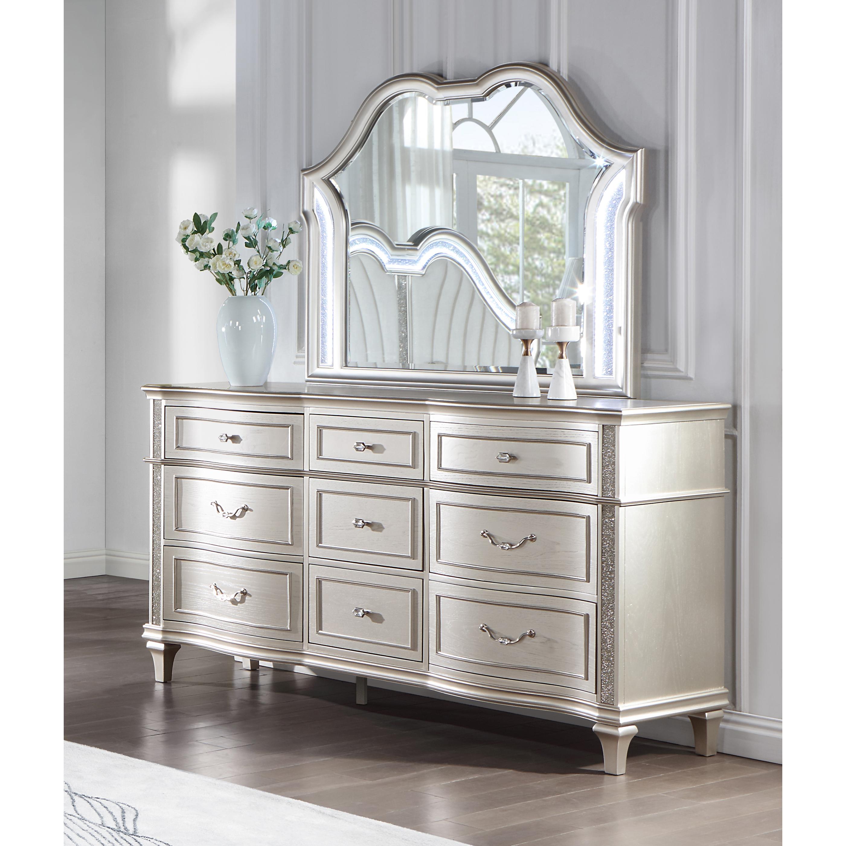  Coaster Furniture Evangeline 223394 Dresser Mirror - Silver Oak IMAGE 5